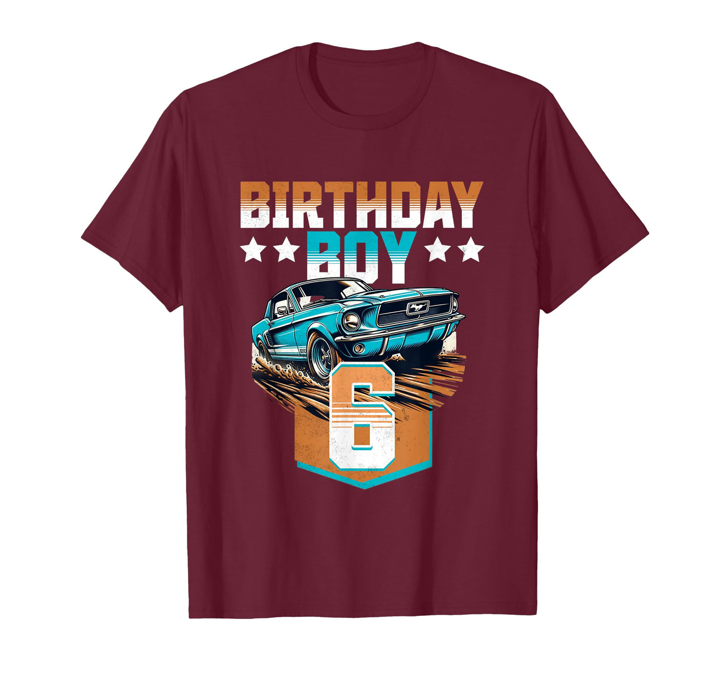 Birthday Boy 6 American Muscle Car 6th Bday Classic Car Kids T-Shirt
