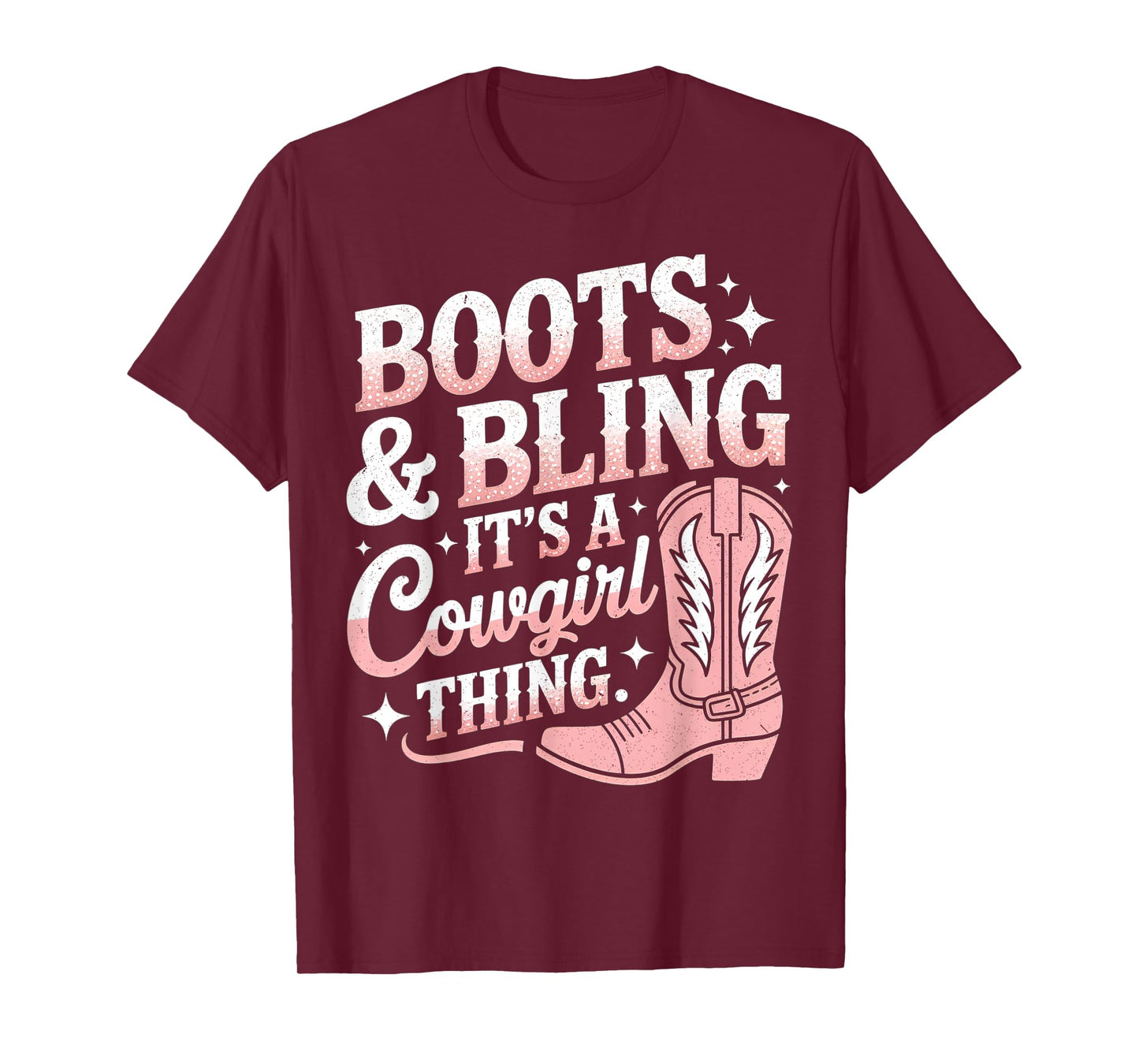 Funny Cowgirl Boots Bling Women Tee Cute Love Country Life T-Shirt