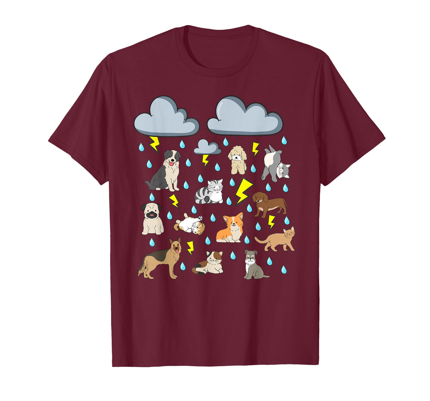 Funny English Idiom Raining Cats and Dogs Puppies Kitten pet T-Shirt