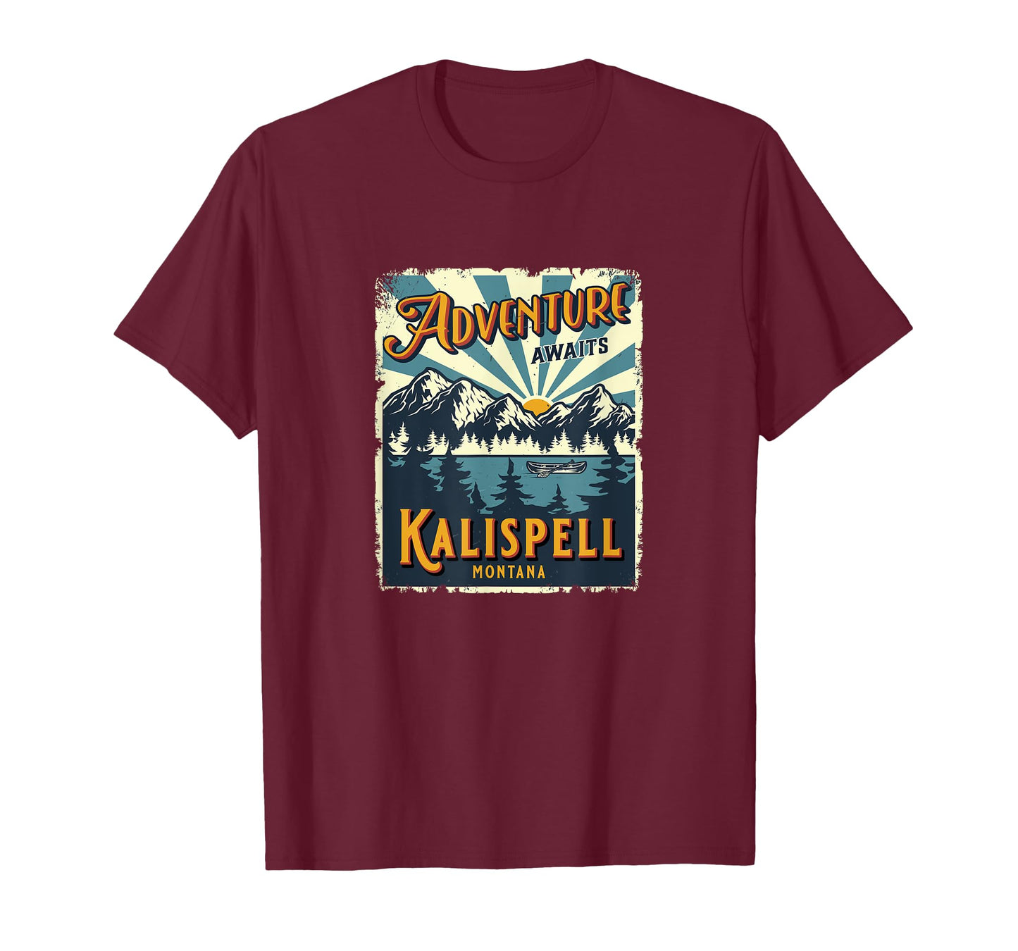 Vintage Kalispell Montana Flathead Lake Retro Sun Souvenir T-Shirt