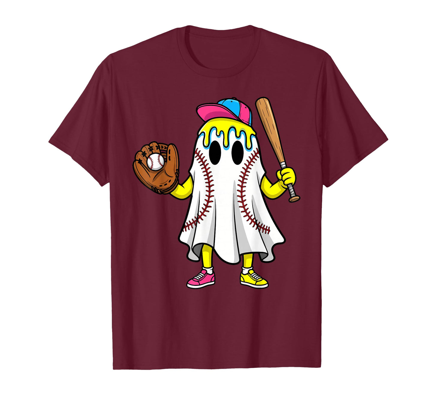Halloween Baseball Pumpkin Bats Spooky Home Run T-Shirt