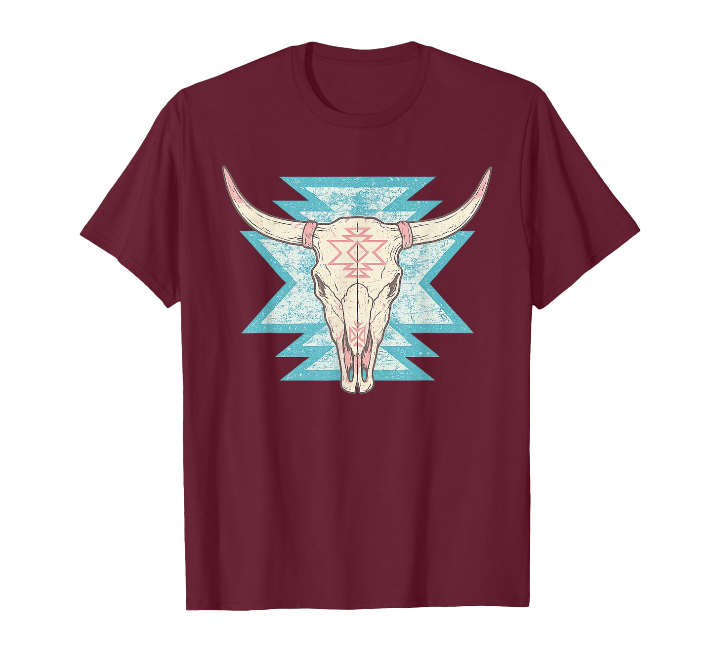 Vintage Boho Cow Skull Western Bull Skull Cowgirl Cowboy T-Shirt