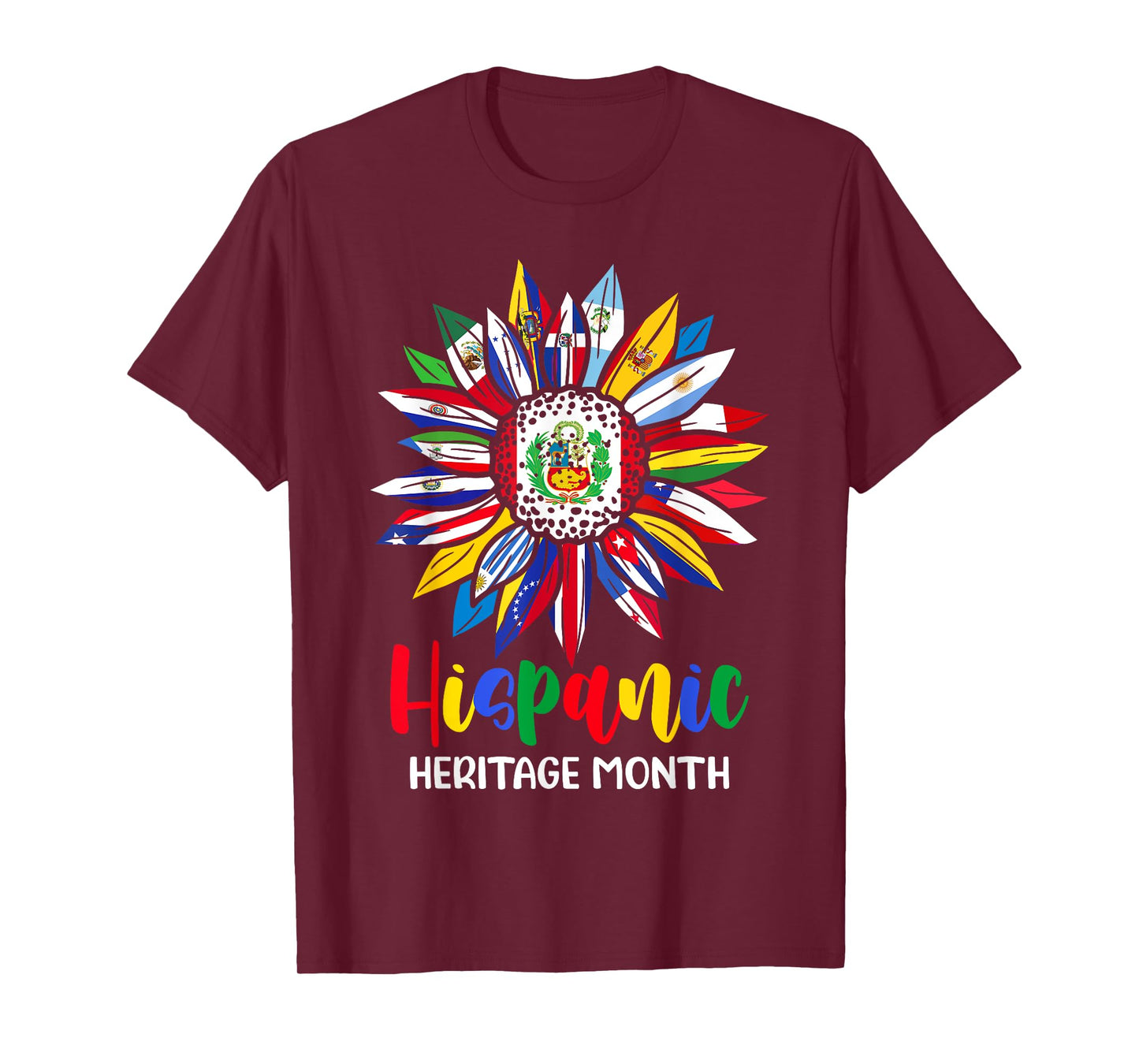 Hispanic Heritage Month Peru Flag Sunflower Latino Flags T-Shirt