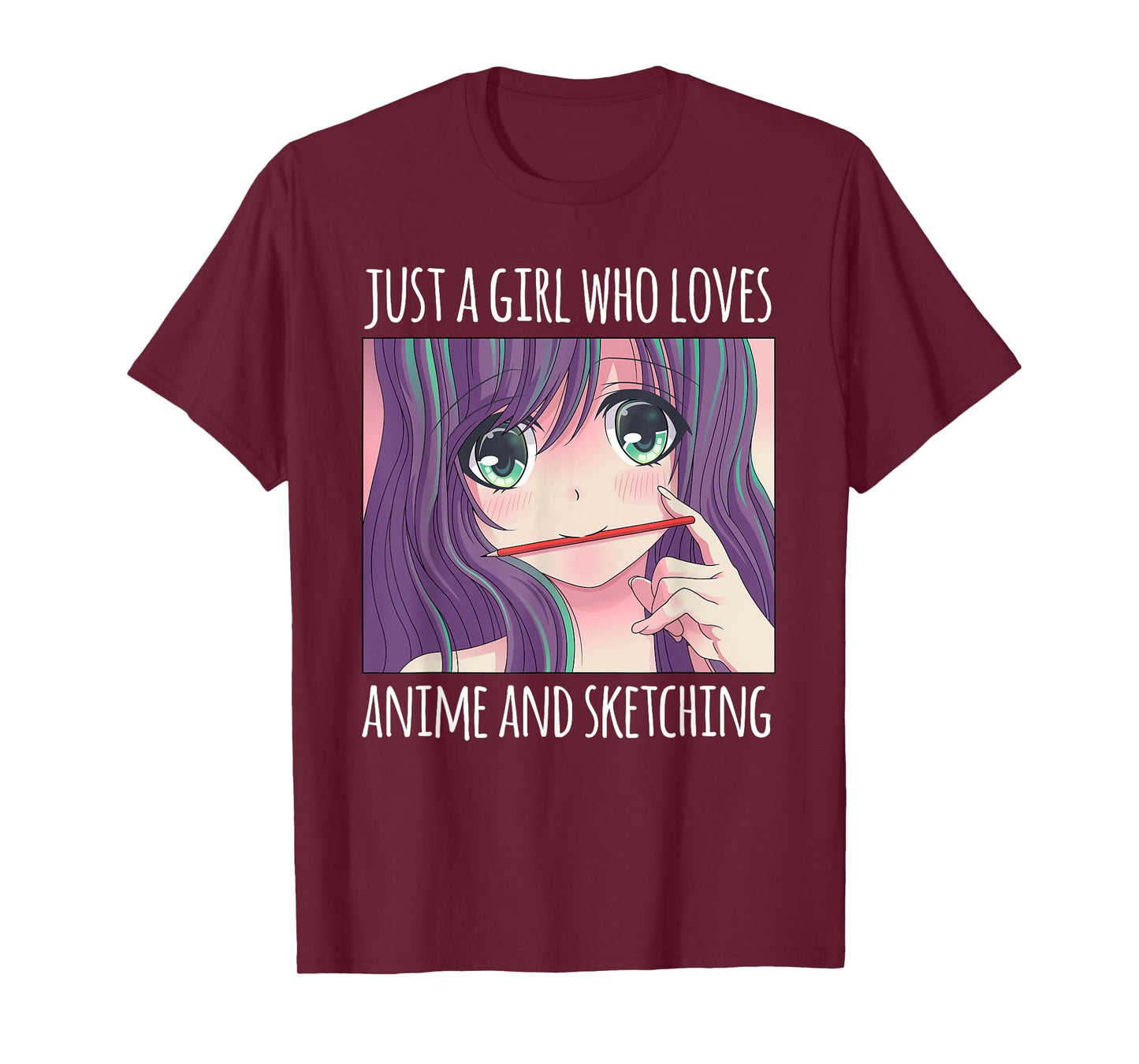 Just a Girl Who Loves Anime and Sketching Drawing Girls Gift T-Shirt