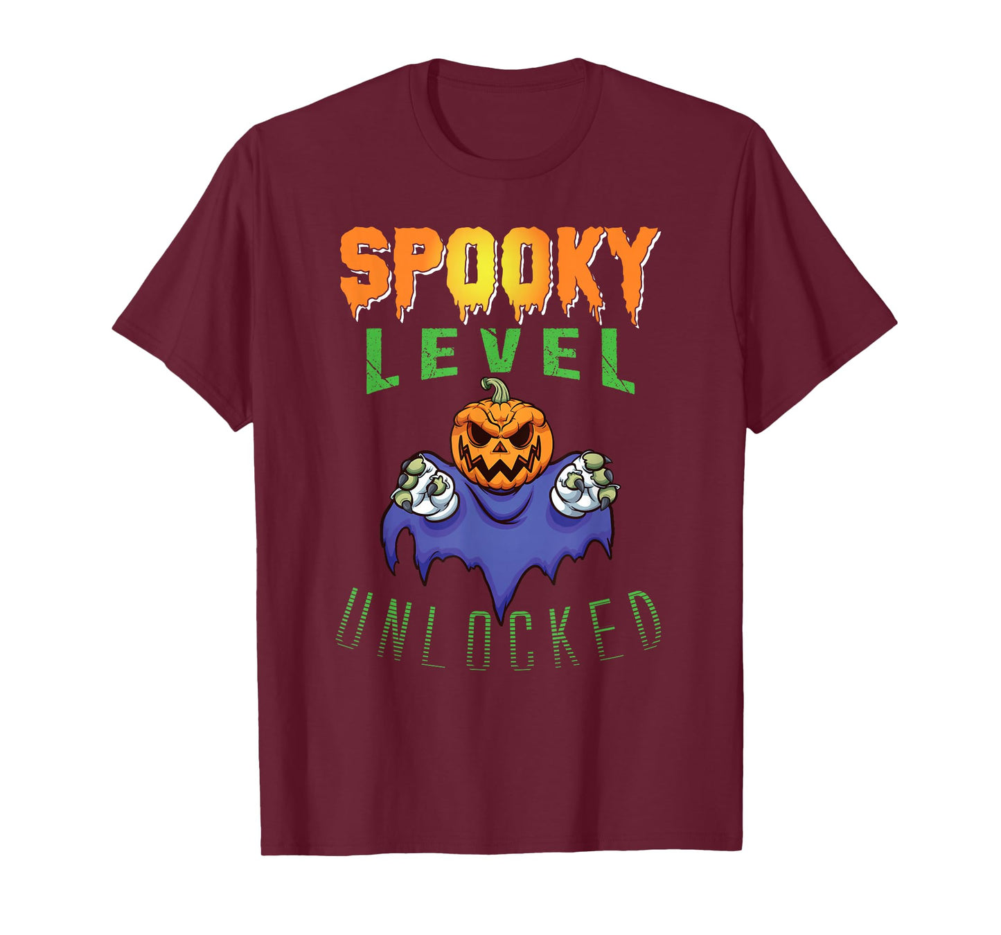Gamer Halloween Spooky Level Unlocked Zombie Boys Teens Kids T-Shirt