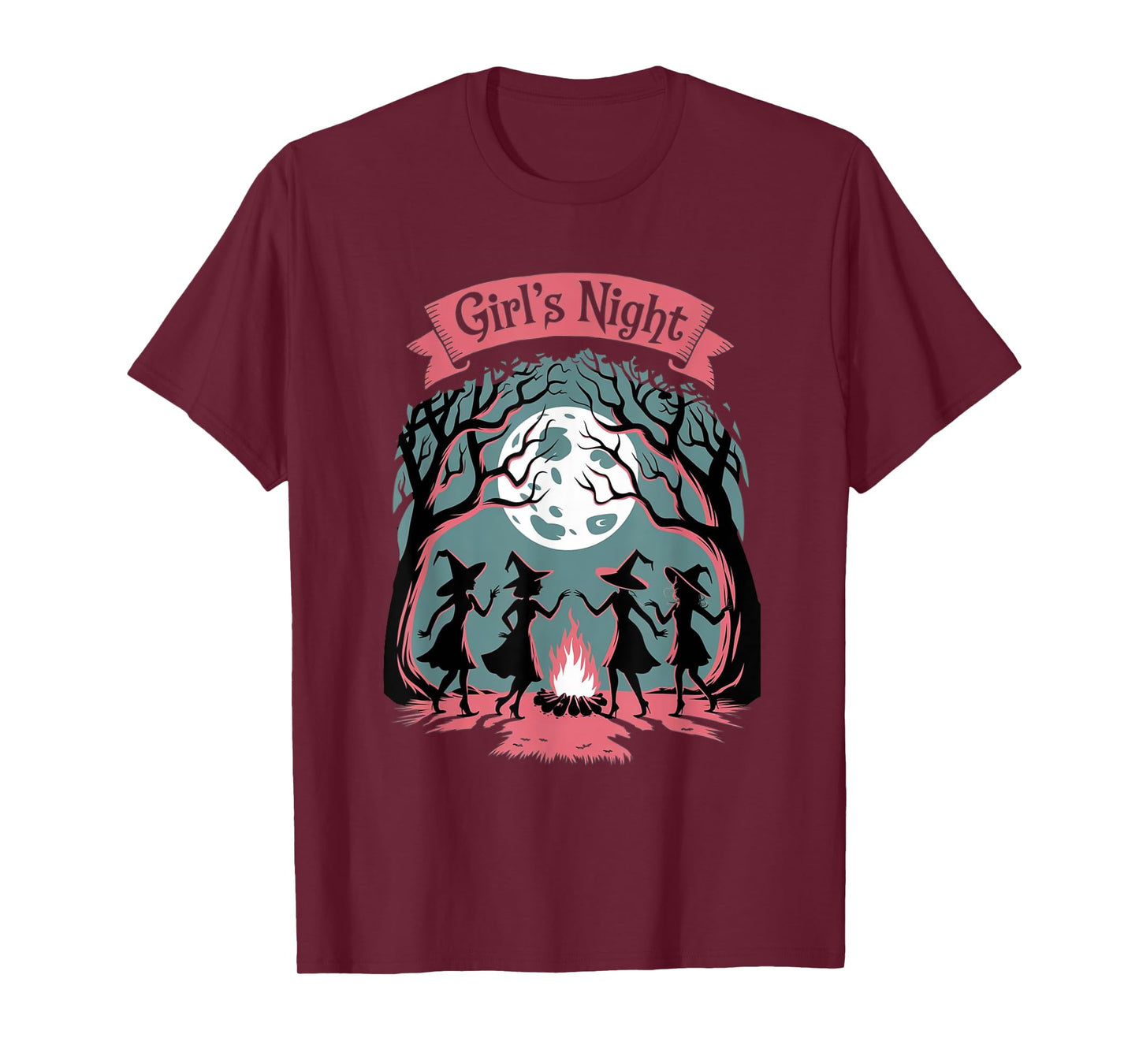 Girl's Night Witch Coven Halloween motif Spooky Fun banner T-Shirt