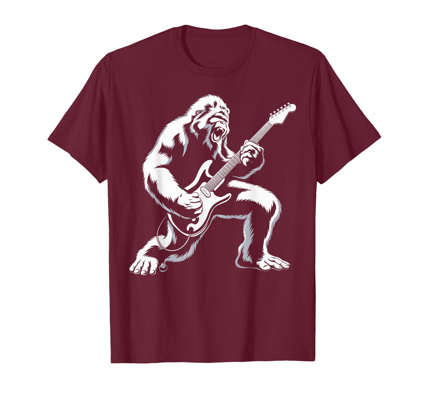 Bigfoot Playing Guitar Rock and Roll Music Band Sasquatch T-Shirt
