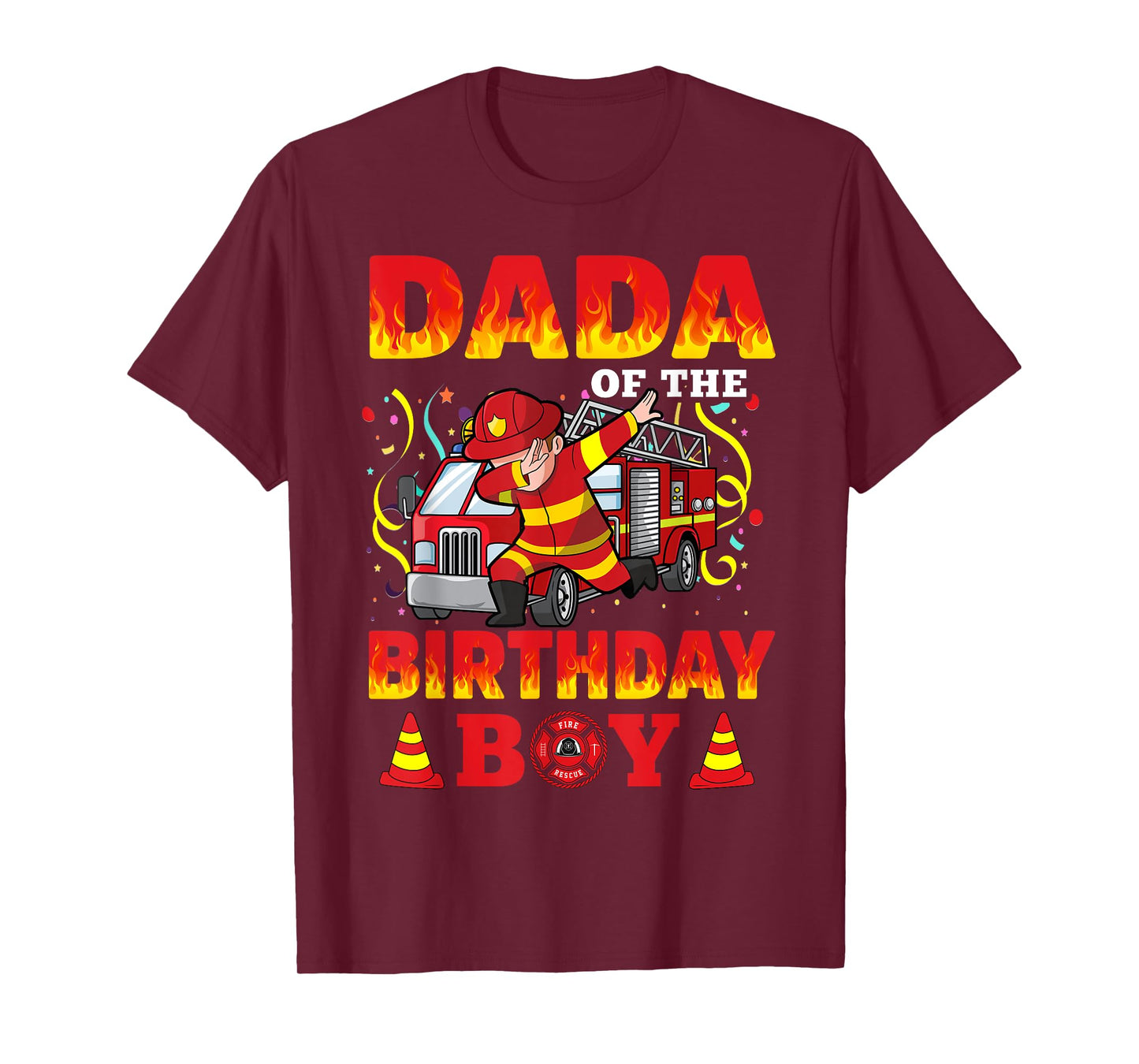 Dada Of The Birthday Boy Fire Truck Firefighter Boys T-Shirt