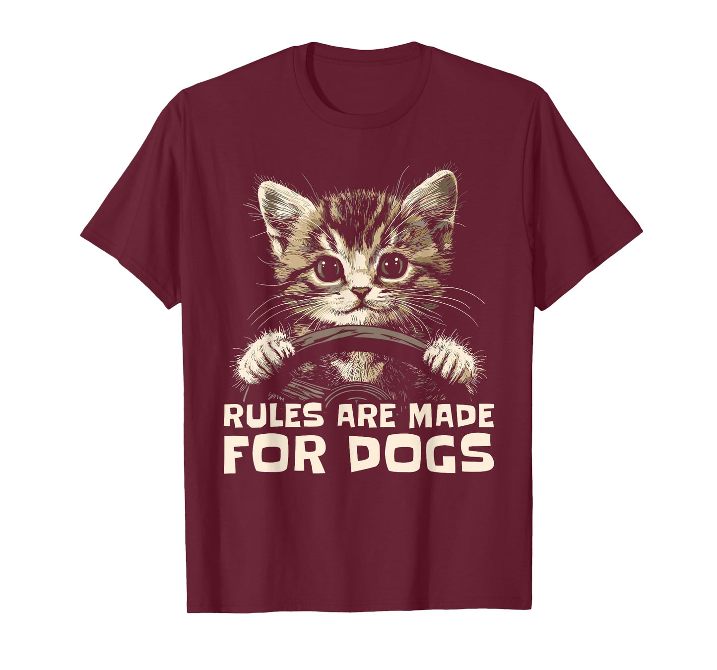 Funny Cat Lover - Rules Are Made for Dogs Driving Cat T-Shirt