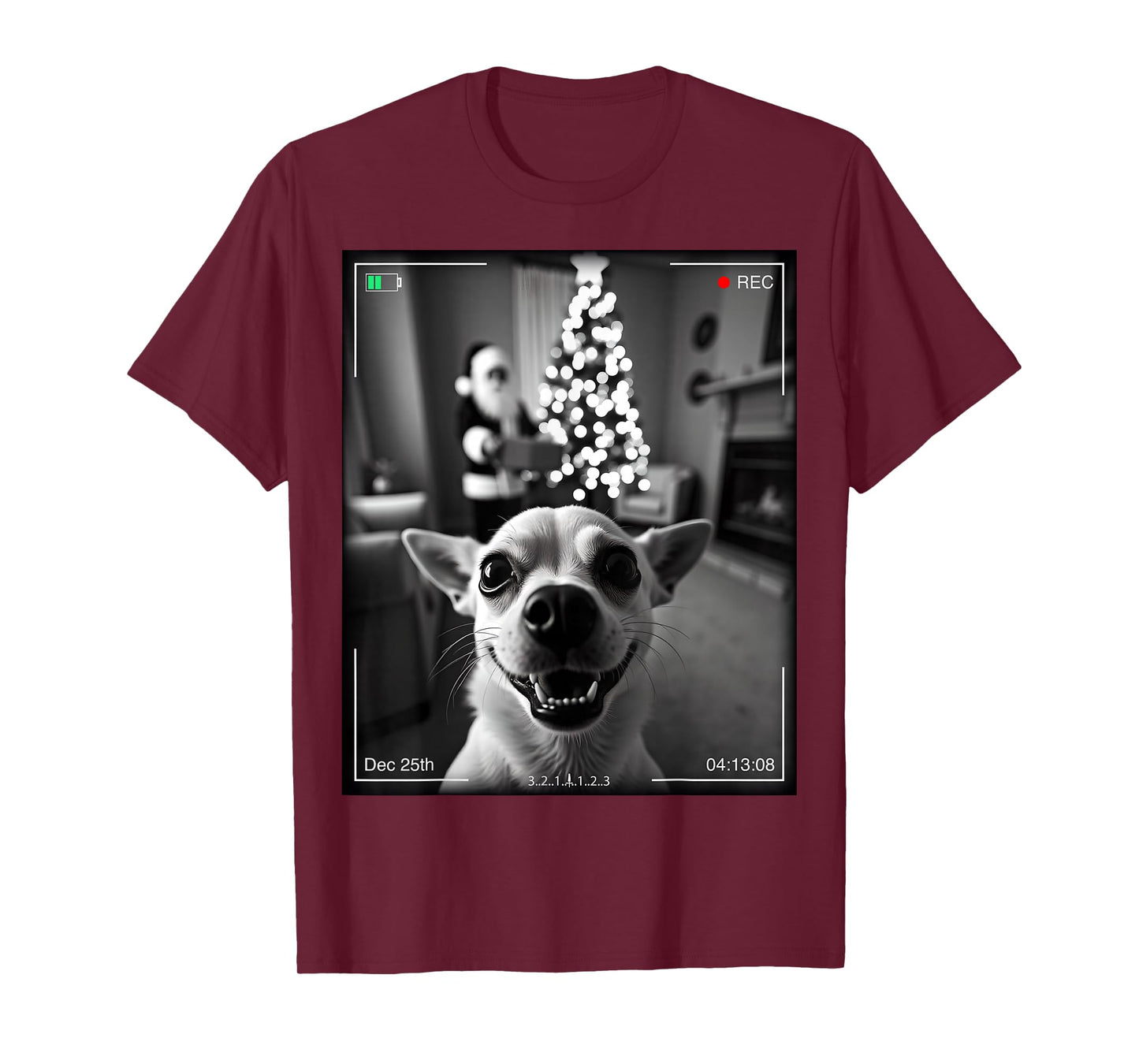 Chihuahua Catches Santa On Camera Xmas T-Shirt
