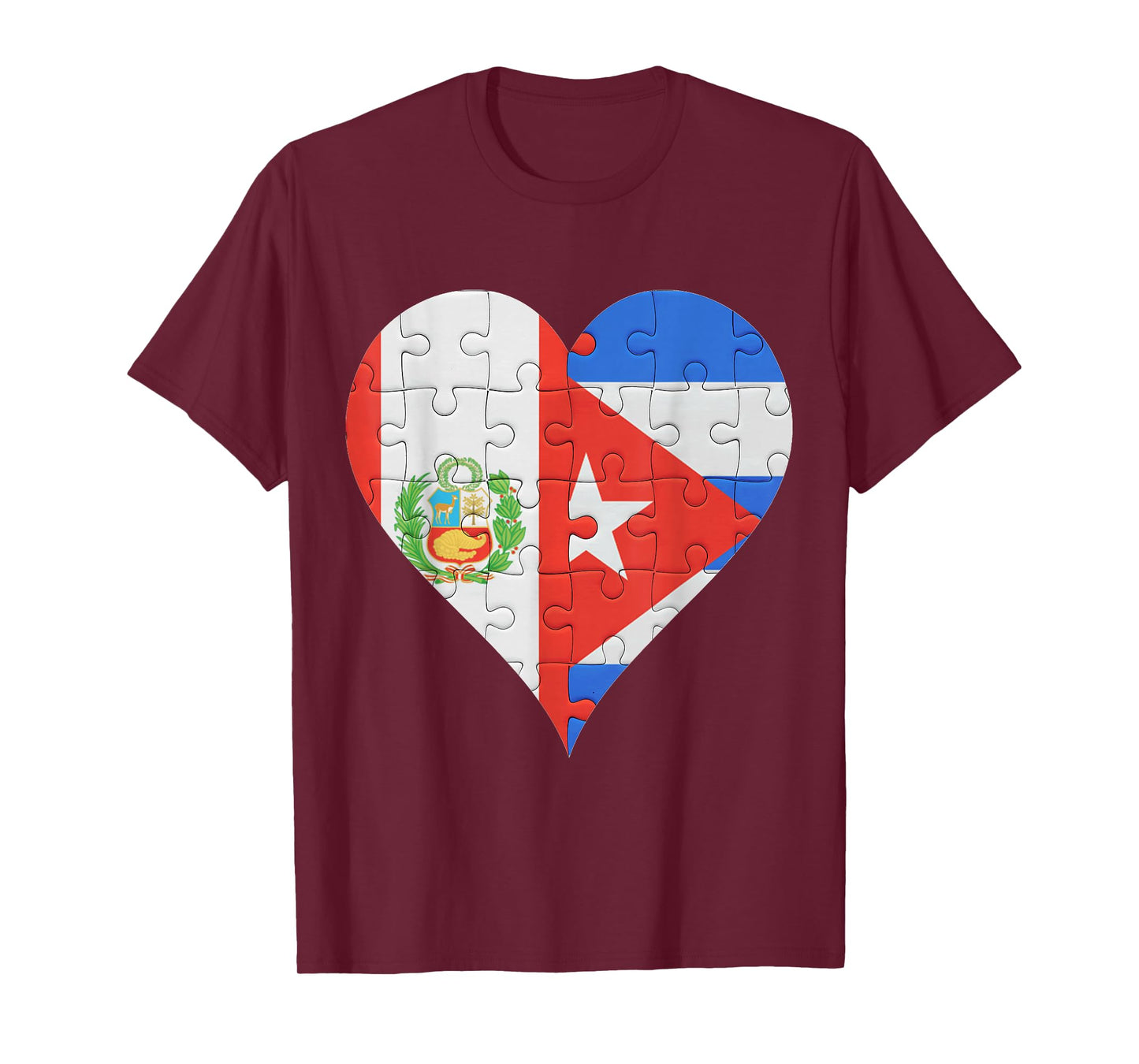 Peruvian Cuban Flag Heart T-Shirt
