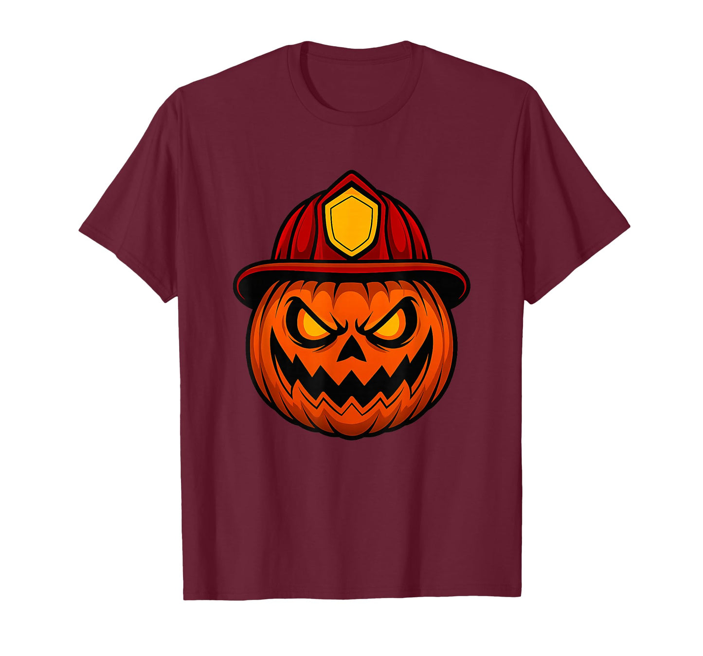 Firefighter Pumpkin Face Halloween T-Shirt