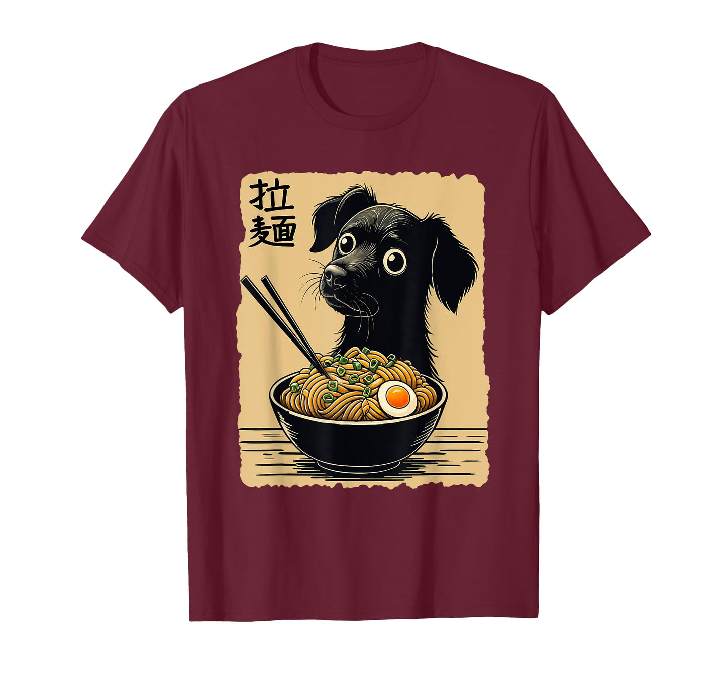 Kawaii Anime Dog Eating Ramen Funny Japanese Noodles Lovers T-Shirt
