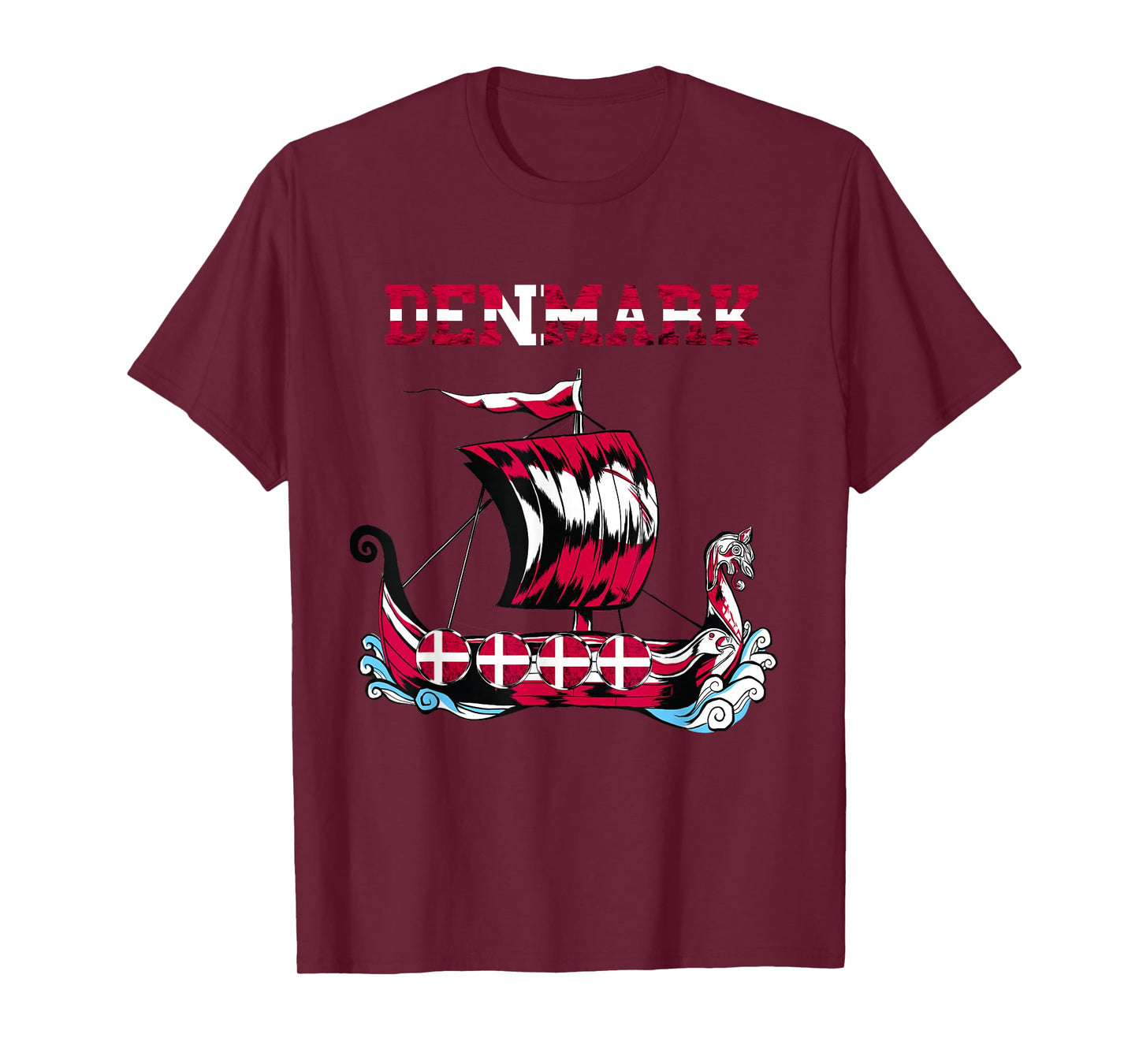 Denmark Flag Viking Ship Danes Danish Roots Dansk Denmark T-Shirt