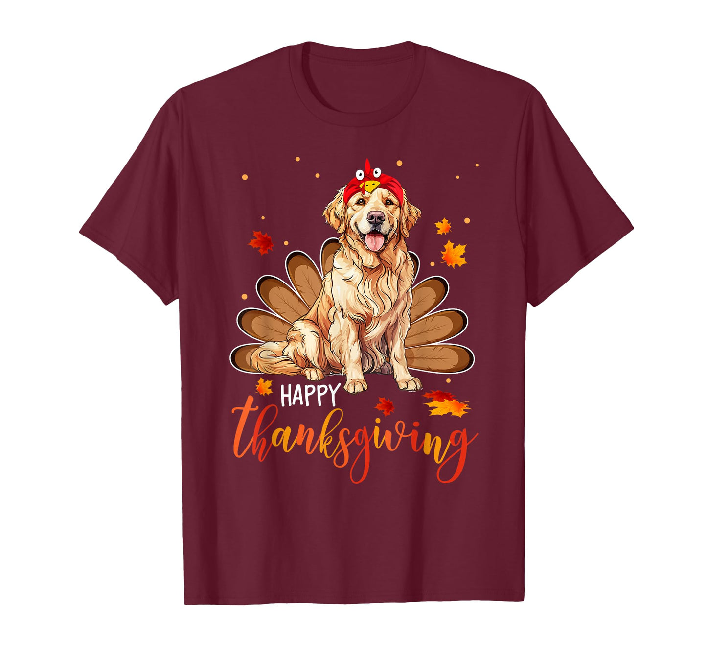 Cute Golden retriever Happy Thanksgiving turkey Dog T-Shirt for Men Women Girls Kids