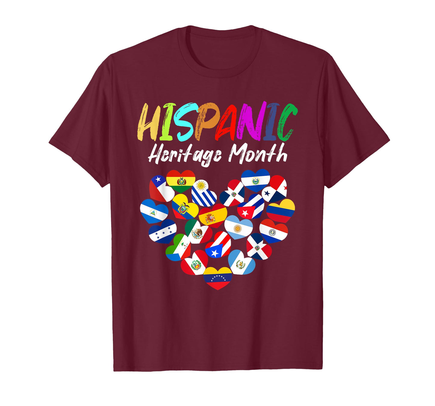 Hispanic Heritage Month All Countries Heart flags kids boys T-Shirt