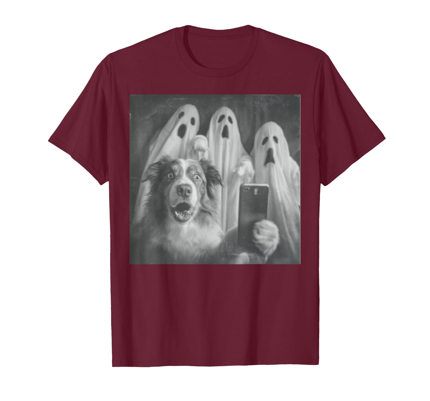 Australian Shepherd Selfie Funny Ghost Halloween T-Shirt