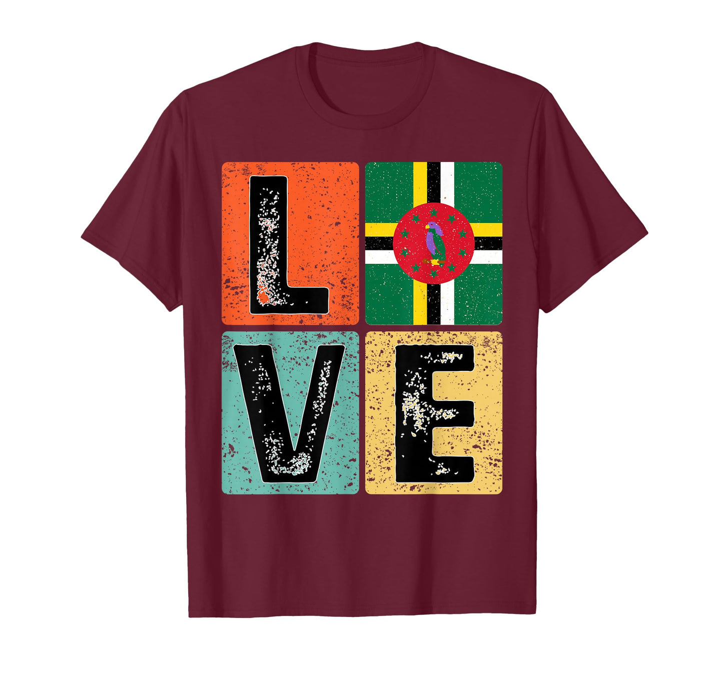 Vintage Retro I Love Dominica Flag for Dominican Pride Gift T-Shirt
