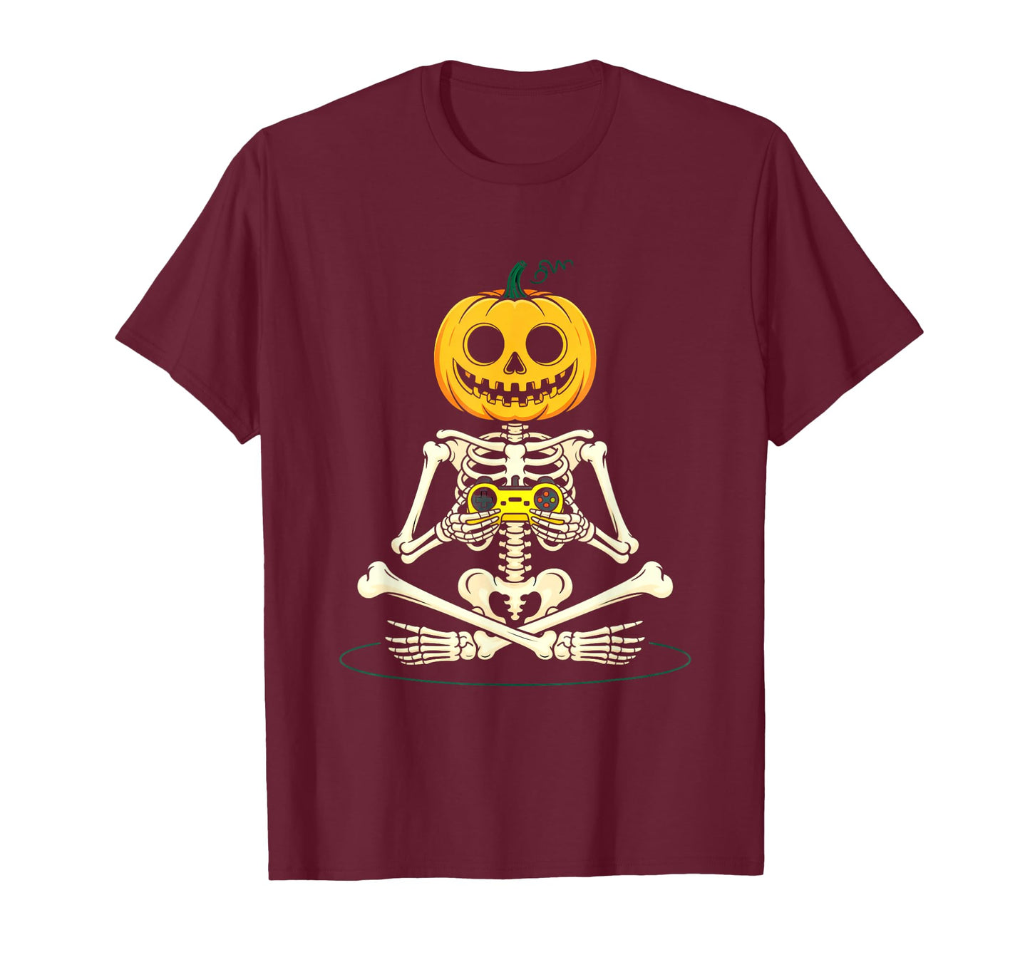 Halloween Skeleton Pumpkin Gamer Video Gaming Men Adult Kids T-Shirt