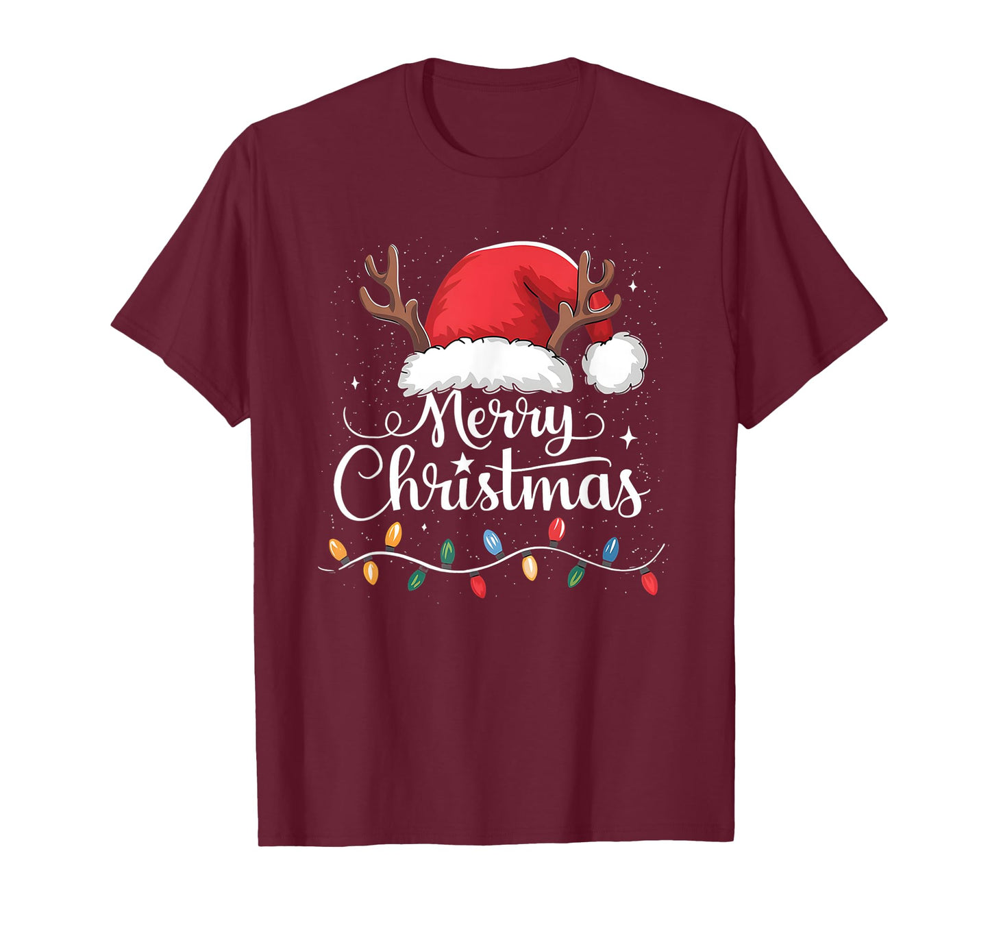 Merry Christmas Red Santa Hat Reindeer Xmas Family Men Women T-Shirt