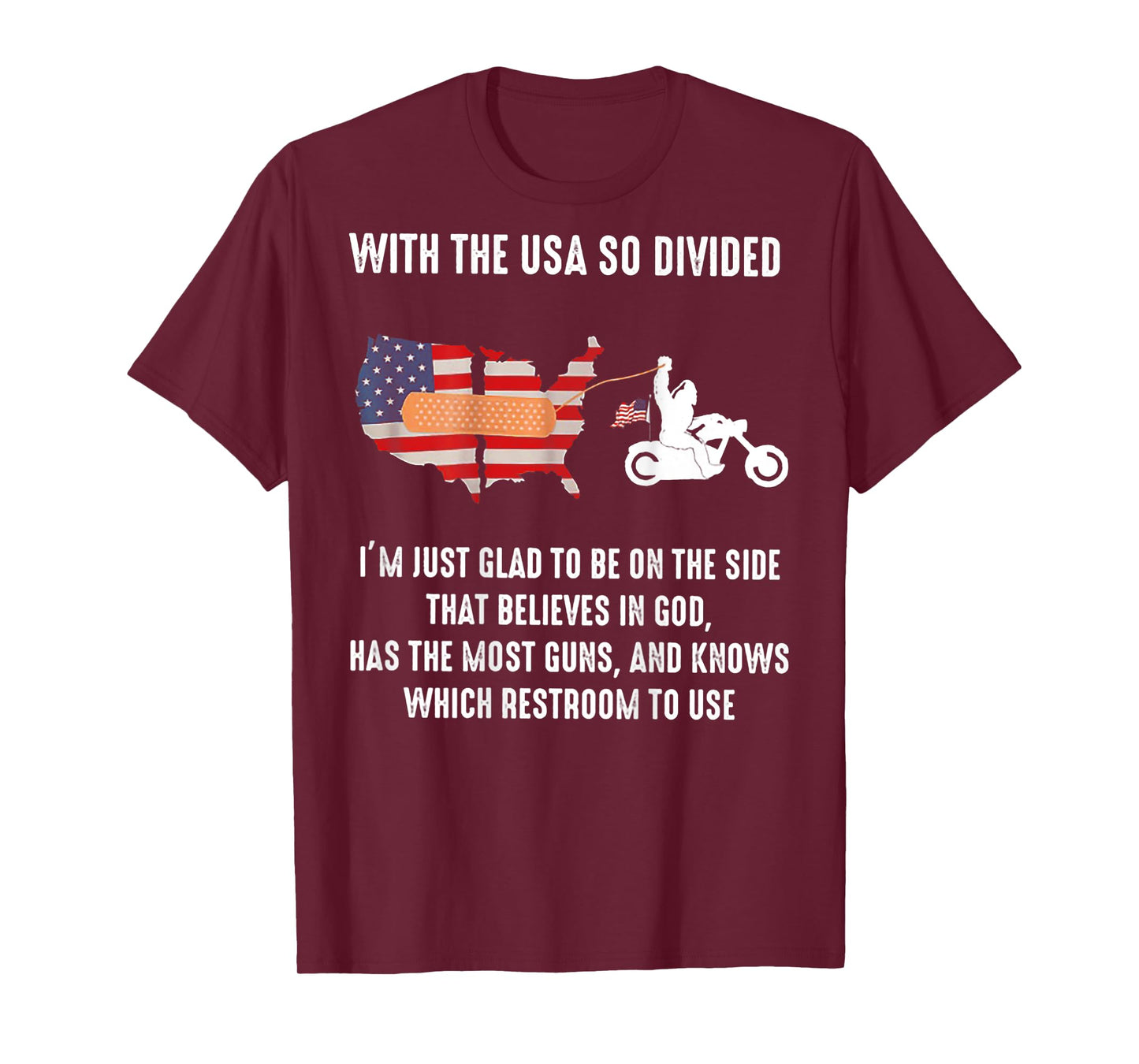 Bigfoot Biker With The USA So Divided (on back) T-Shirt