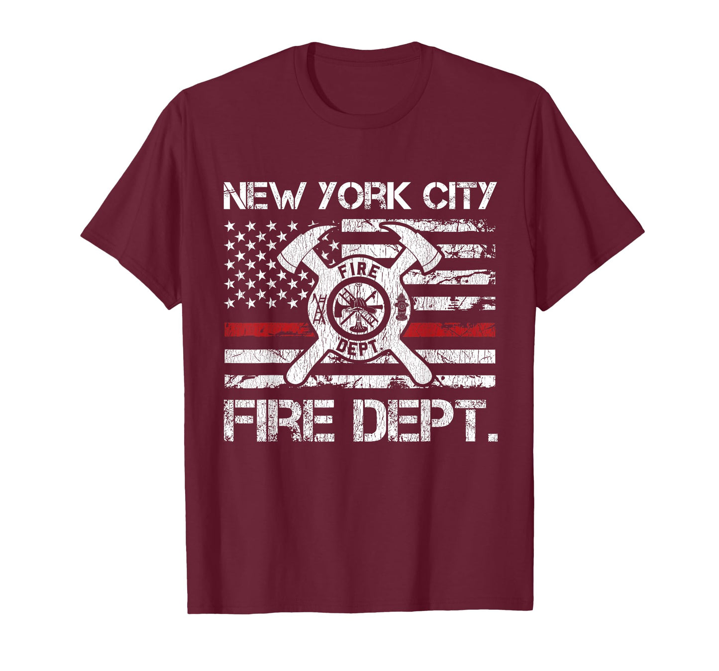 New York City NYC Fire Department Thin Red Line Fireman T-Shirt