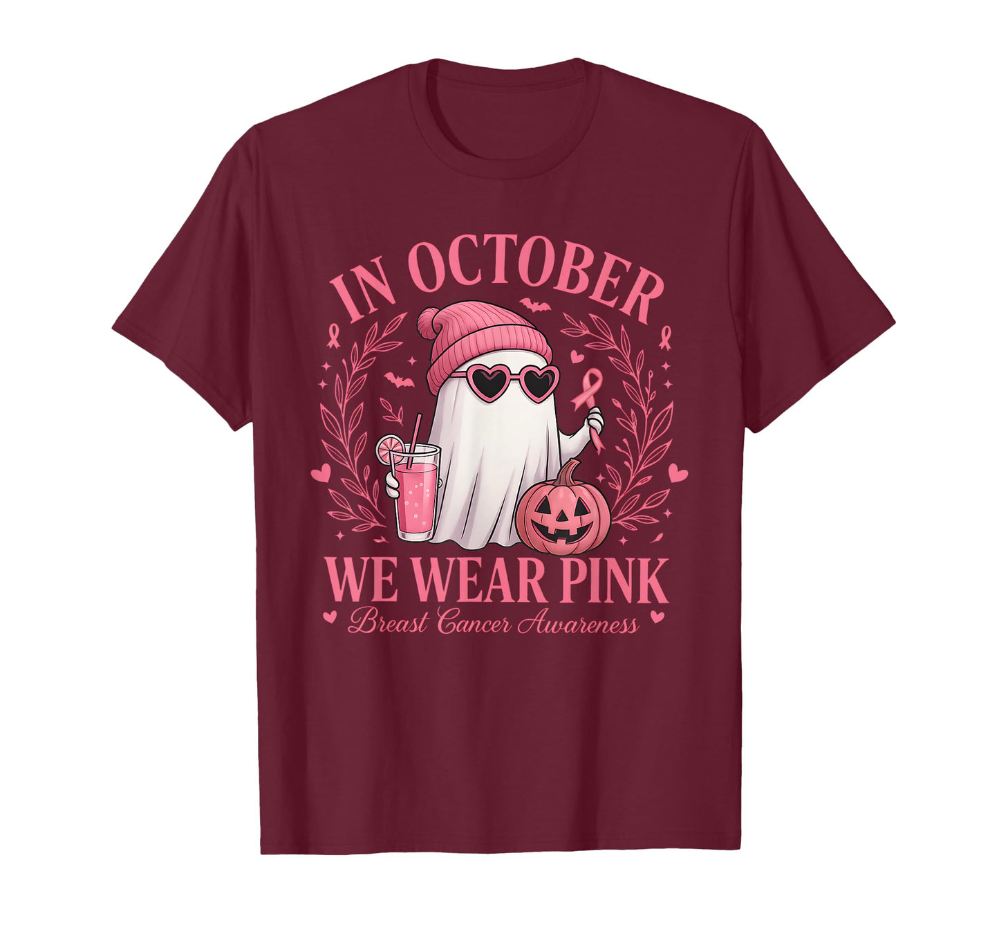 In October We Wear Pink Breast Cancer Awareness Halloween T-Shirt