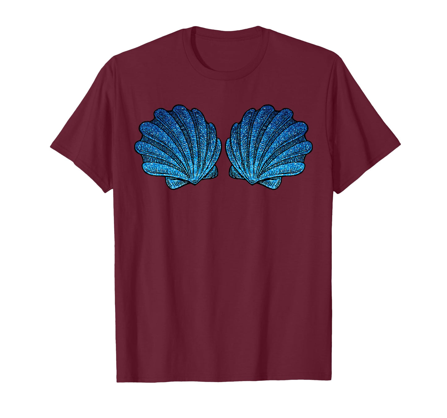 Funny Blue Mermaid Sea Shell Bra Halloween Costume T-Shirt