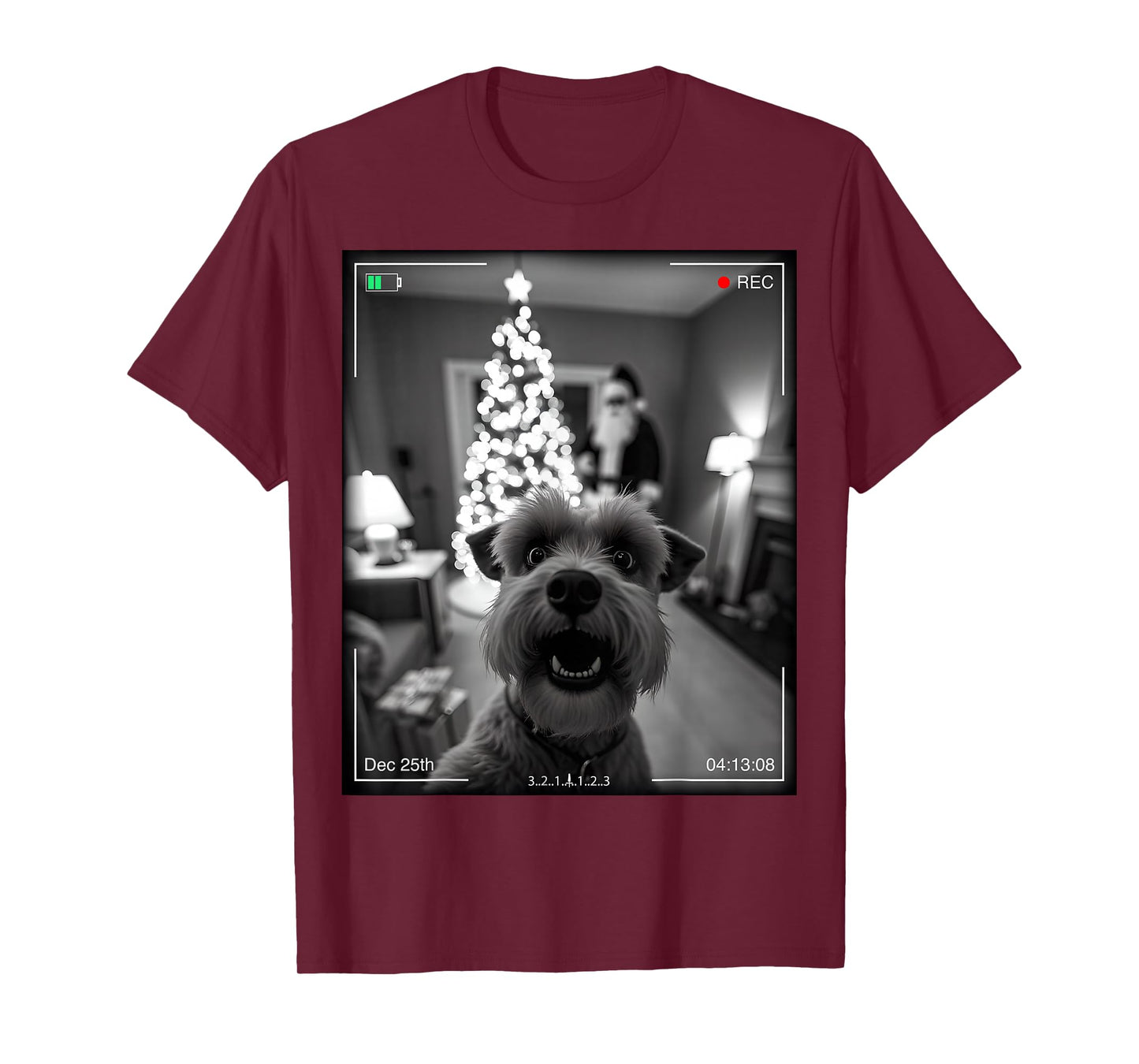 Schnauzer Catches Santa On Camera Xmas T-Shirt