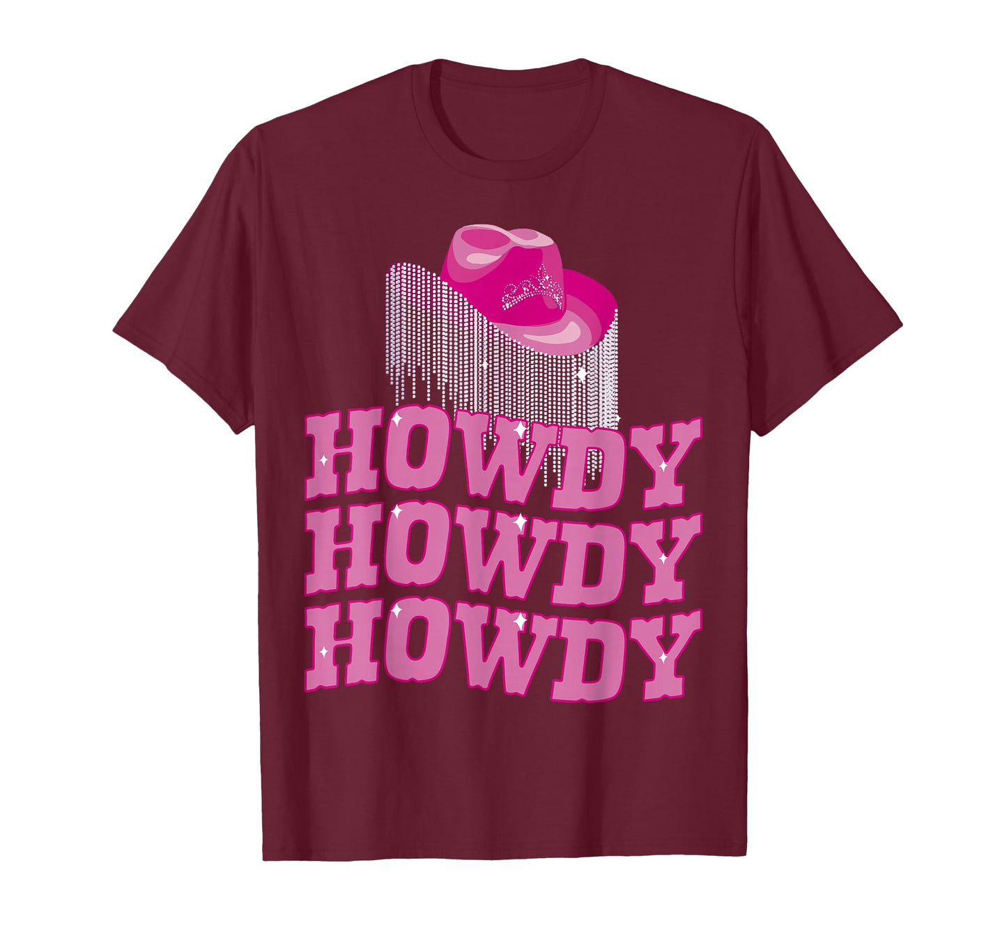 Rodeo Western Country Southern Cowgirl hat pink - Howdy T-Shirt