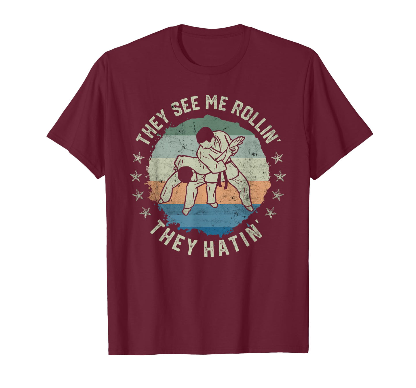 Retro Vintage They See Me Rollin Funny Brazilian Jiu-Jitsu T-Shirt