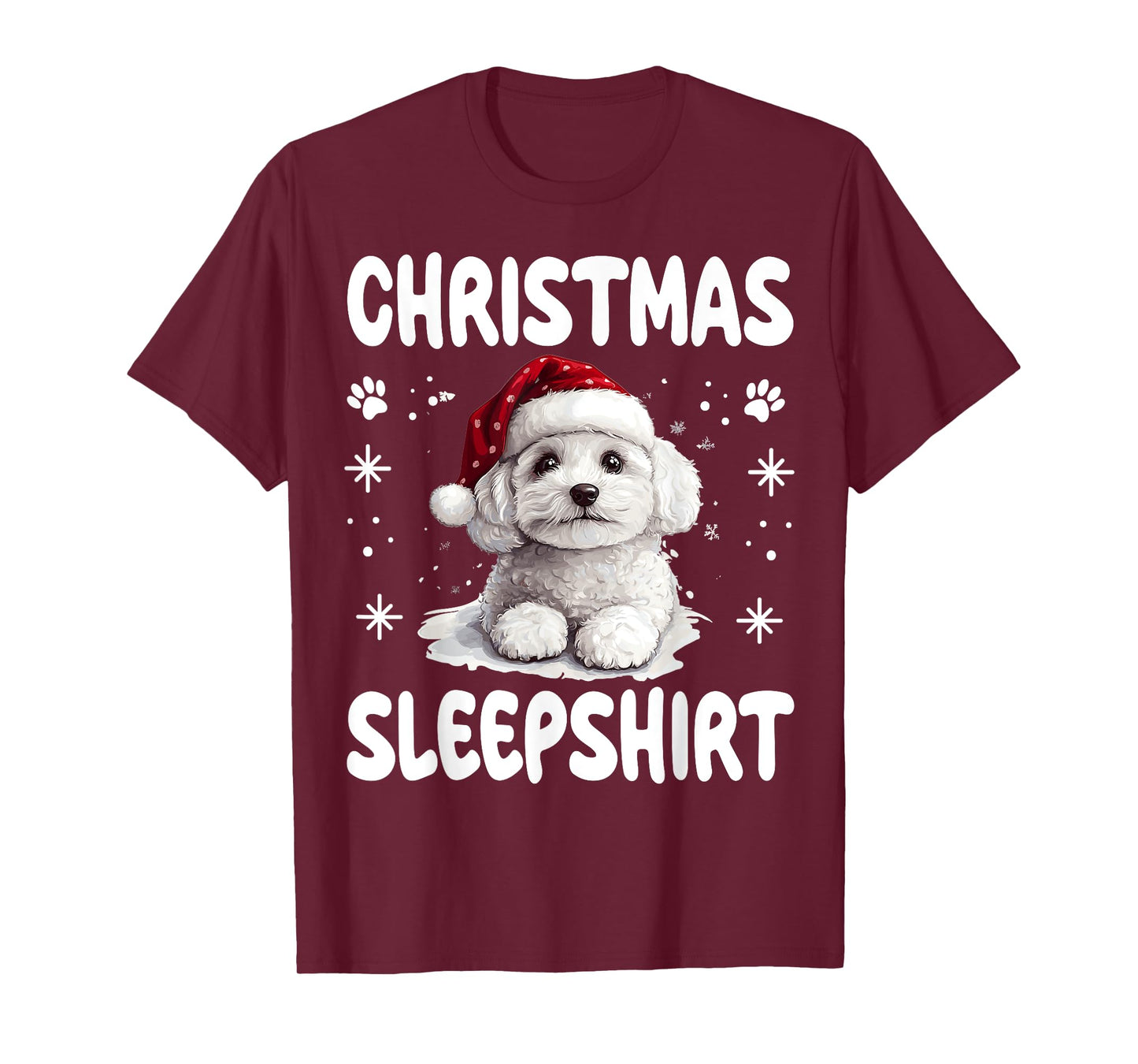 Bichon Frise Dog Nightgown Pajama Christmas Sleepshirt T-Shirt for Men Women Kids