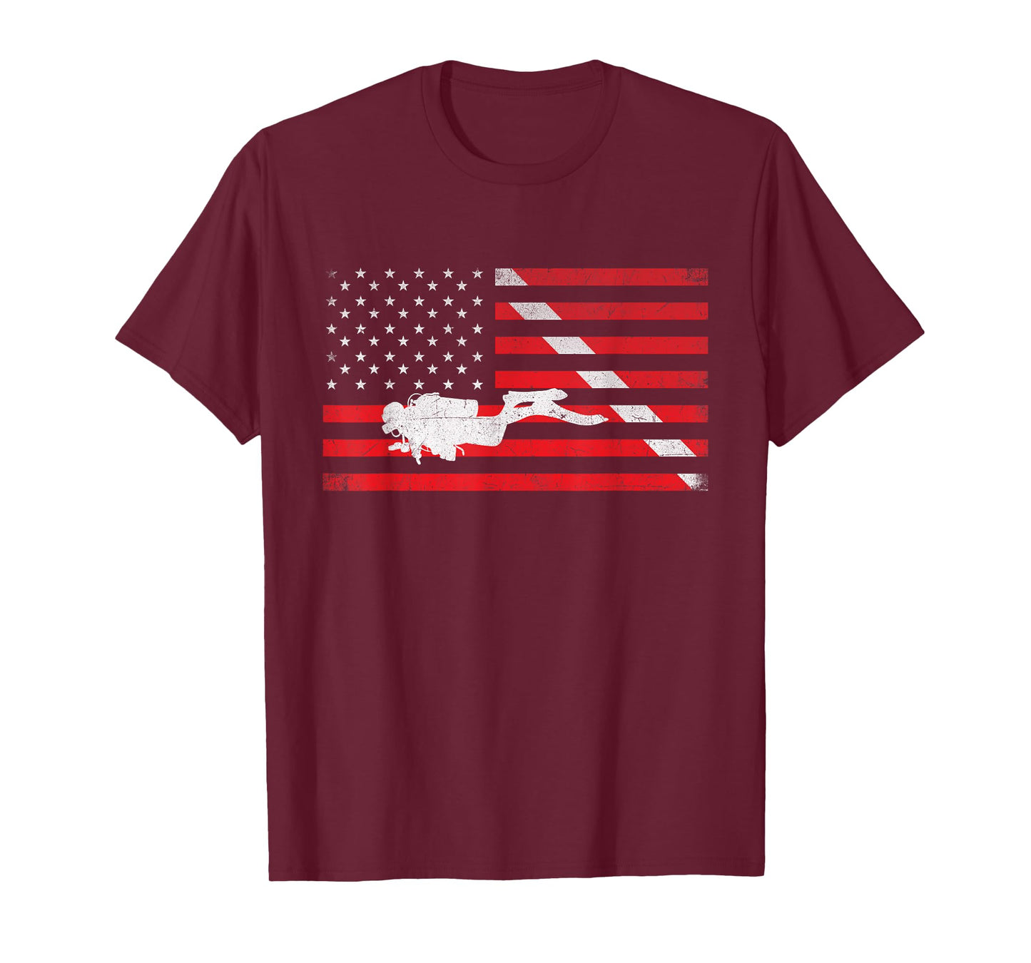Scuba Diving - USA Flag Underwater Ocean Scuba Diver T-Shirt
