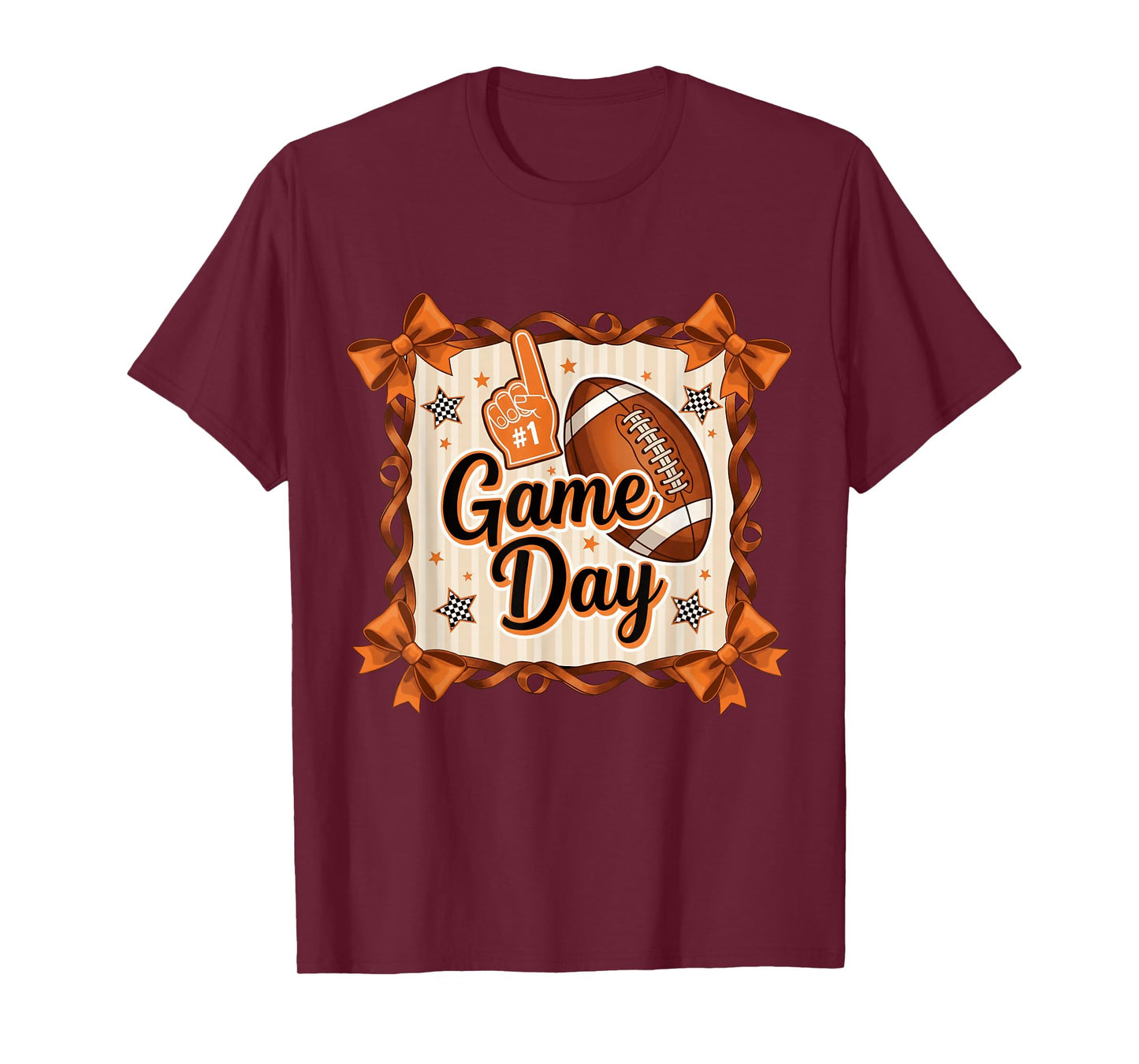 Game Day Football Season Football Bow Girls Women T-Shirt