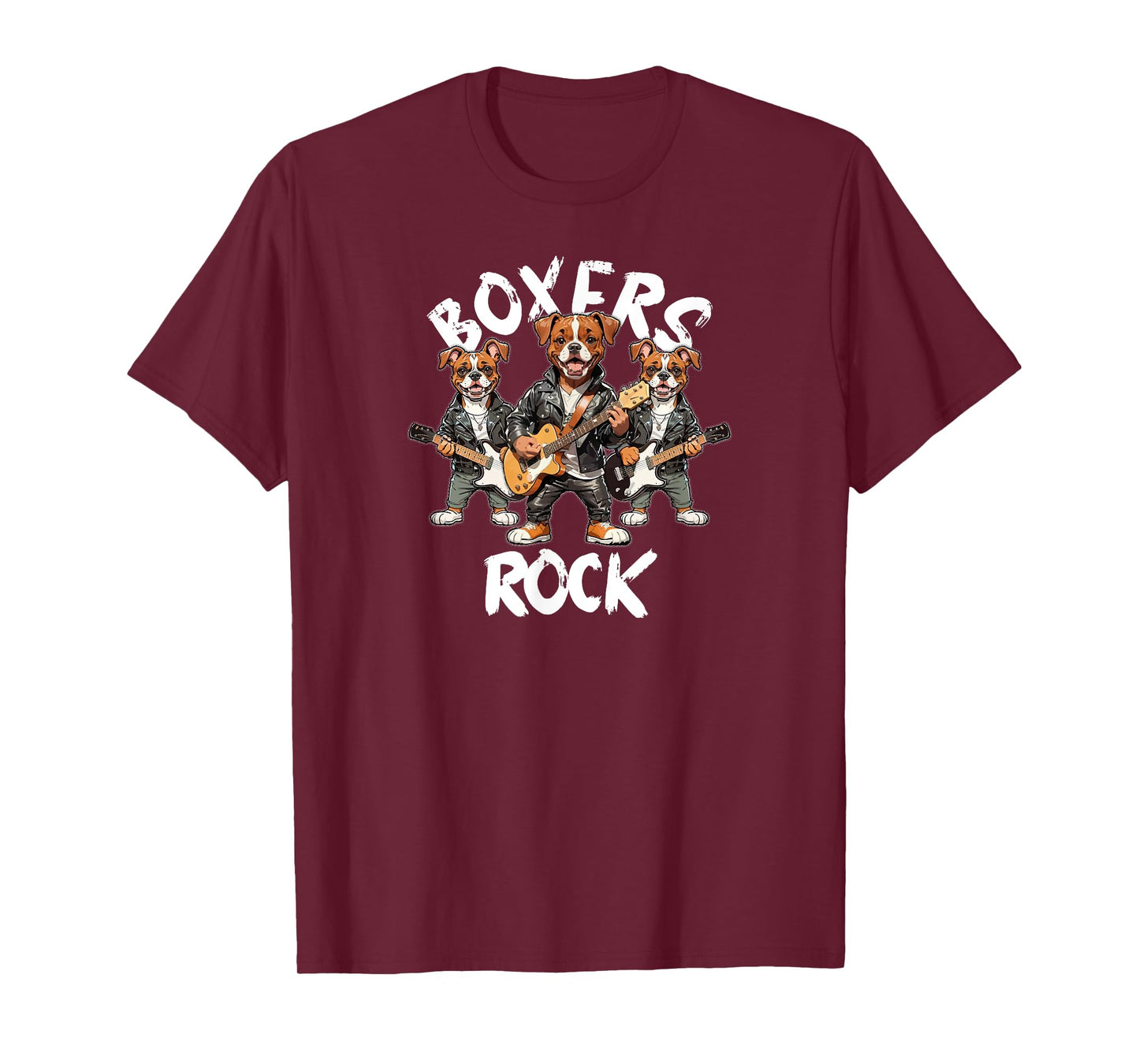 Boxers Rock Cool Boxer Dog Trio Rocking Playing Guitar Men Women Kids T-Shirt
