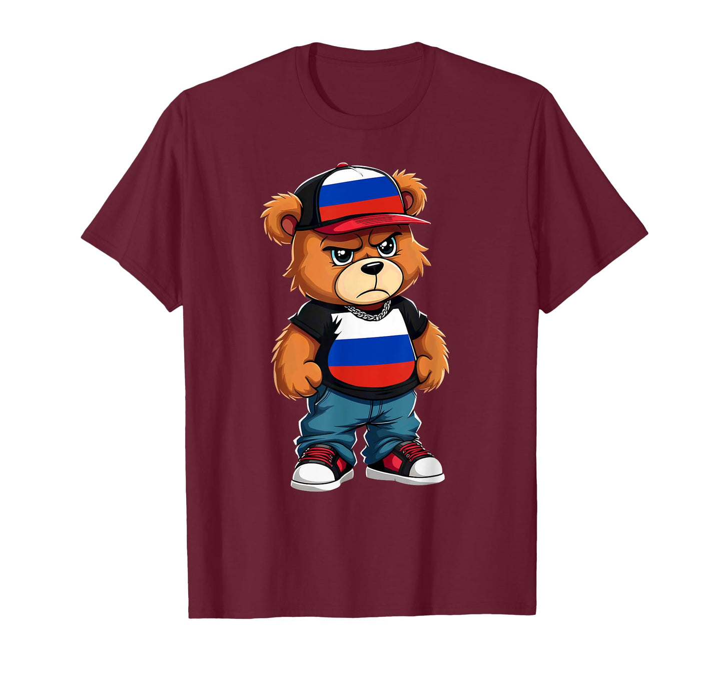 Russian Flag Teddy Bear Russia Hip Hop T-Shirt