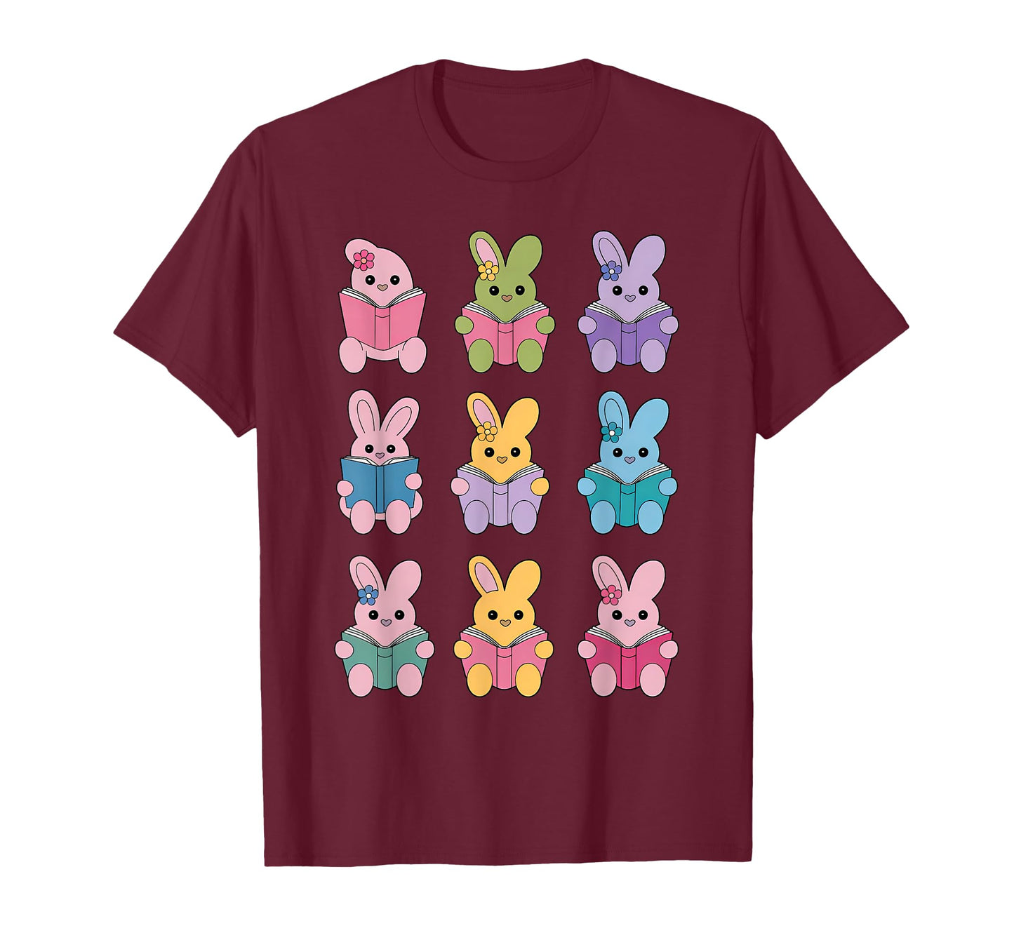 Bunny Reading Books Easter Day Librarian Teacher Book Women T-Shirt