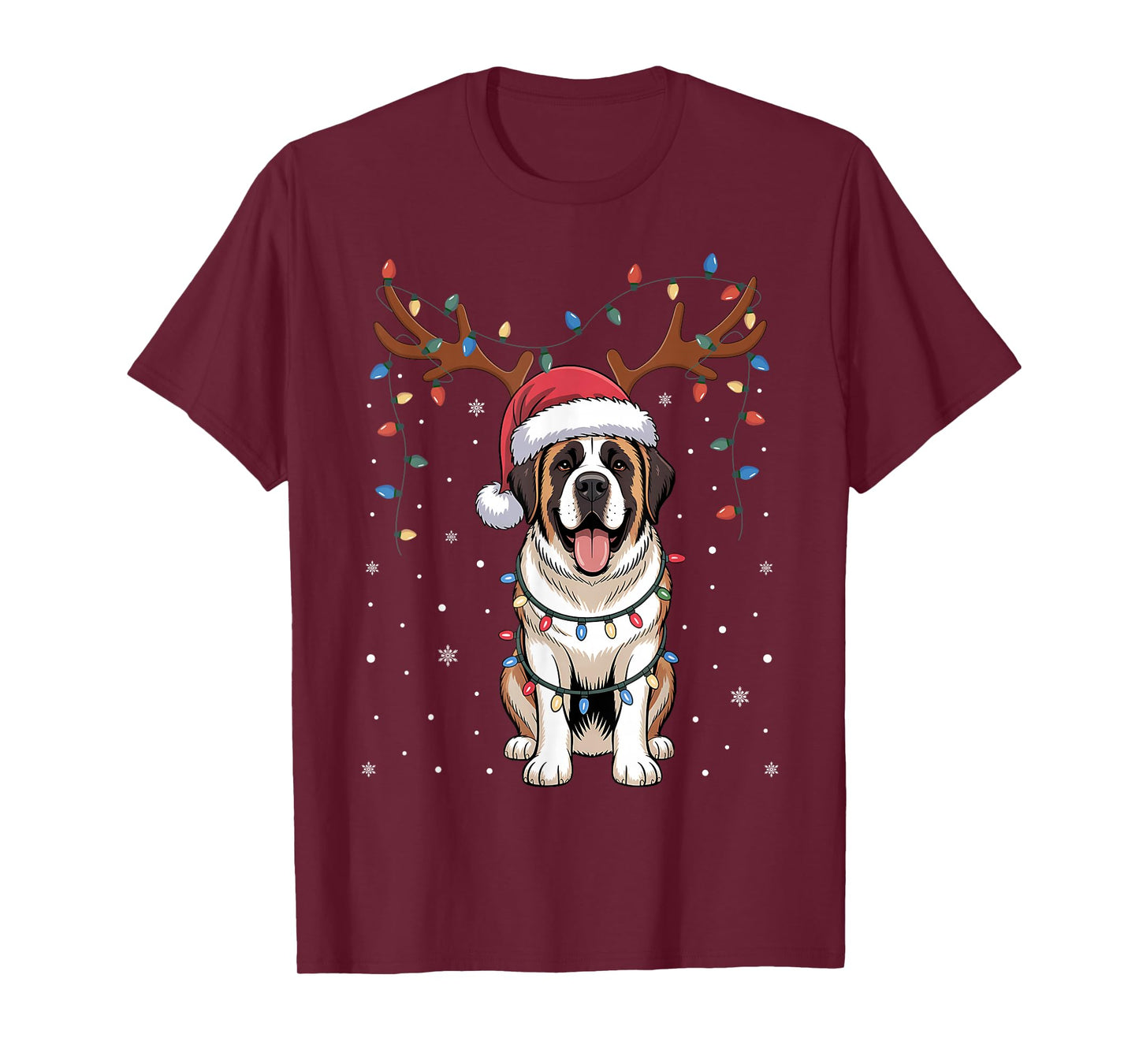 Christmas Saint Bernard Dog Santa Reindeer Xmas Pet Dogs T-Shirt