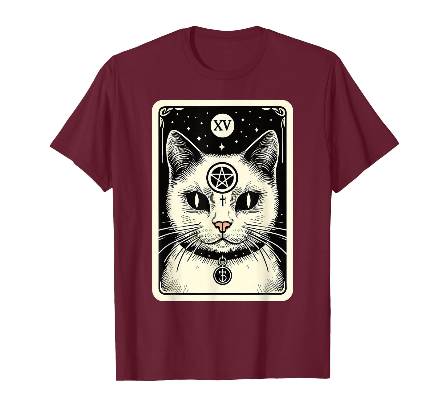 Tarot Card Cat The Devil, Satanic Goth Halloween Cat Men Women T-Shirt