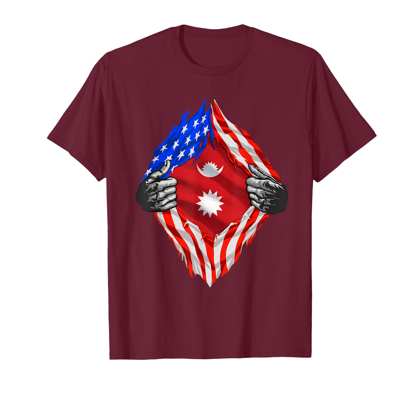 Nepali Tshirt Super USA Nepal Flag Nepalese American Roots T-Shirt