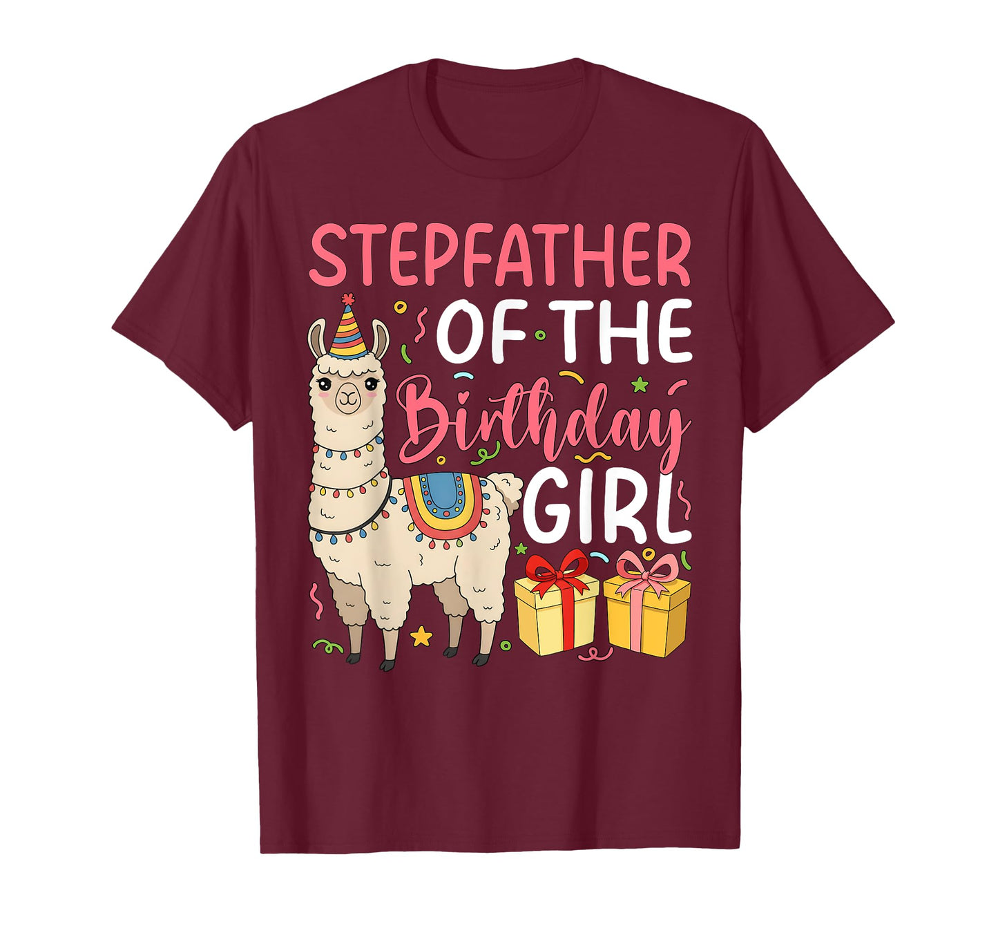 Stepfather of the Birthday Girl Llama Birthday Party T-Shirt
