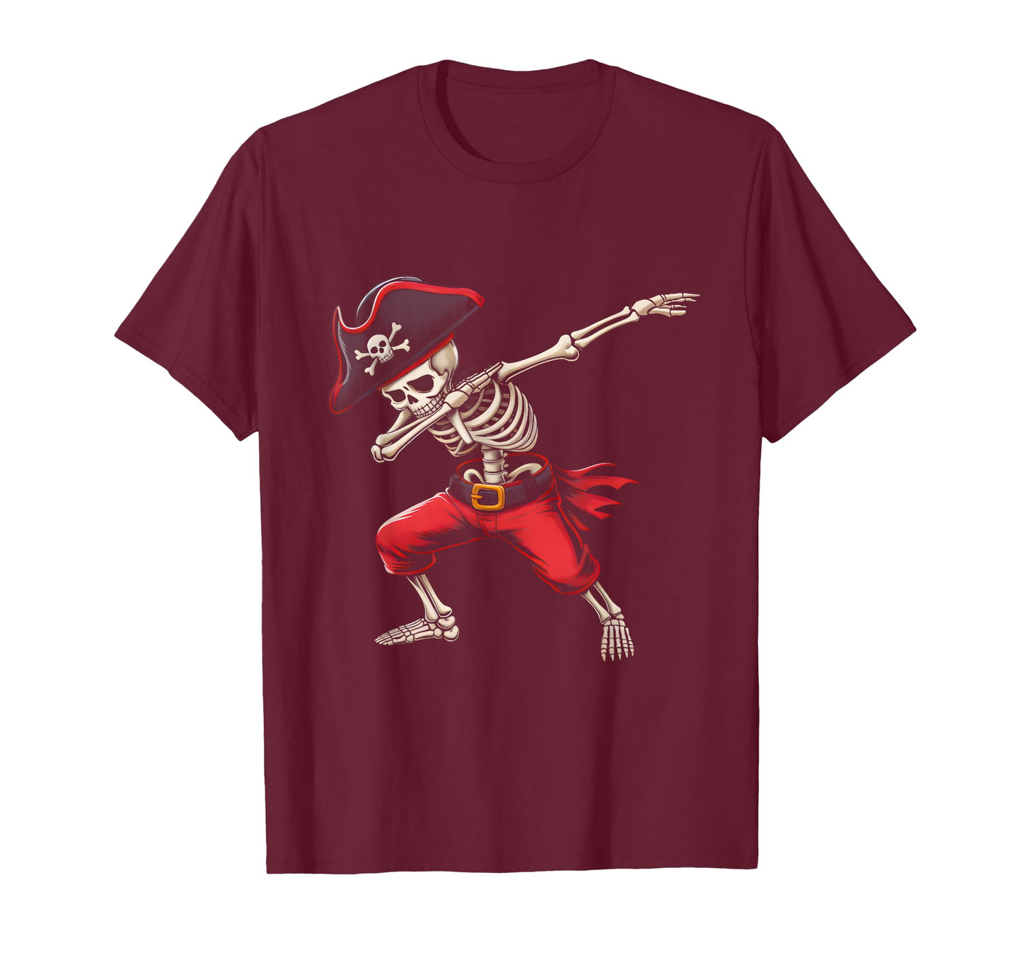 Dabbing Skeleton Pirate Boys Kids Funny Halloween Costume T-Shirt