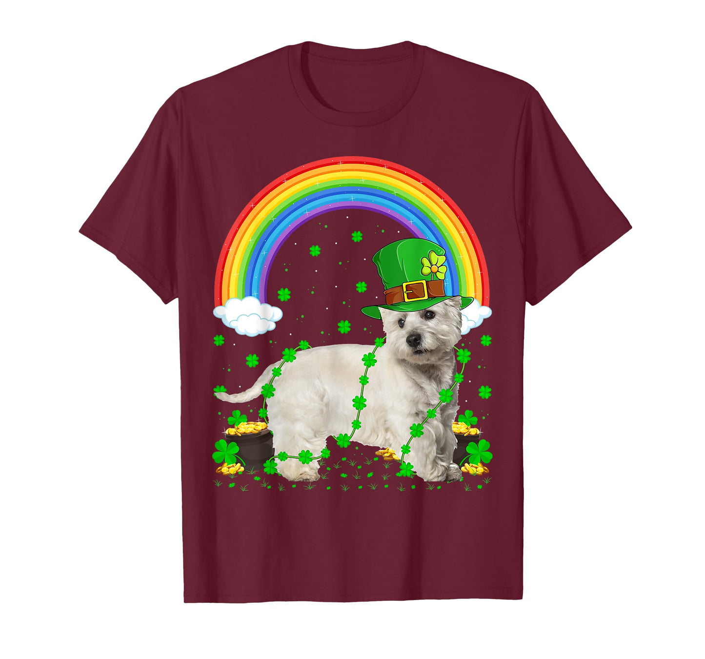 Rainbow Irish Shamrock Westie Dog St. Patrick's Day T-Shirt