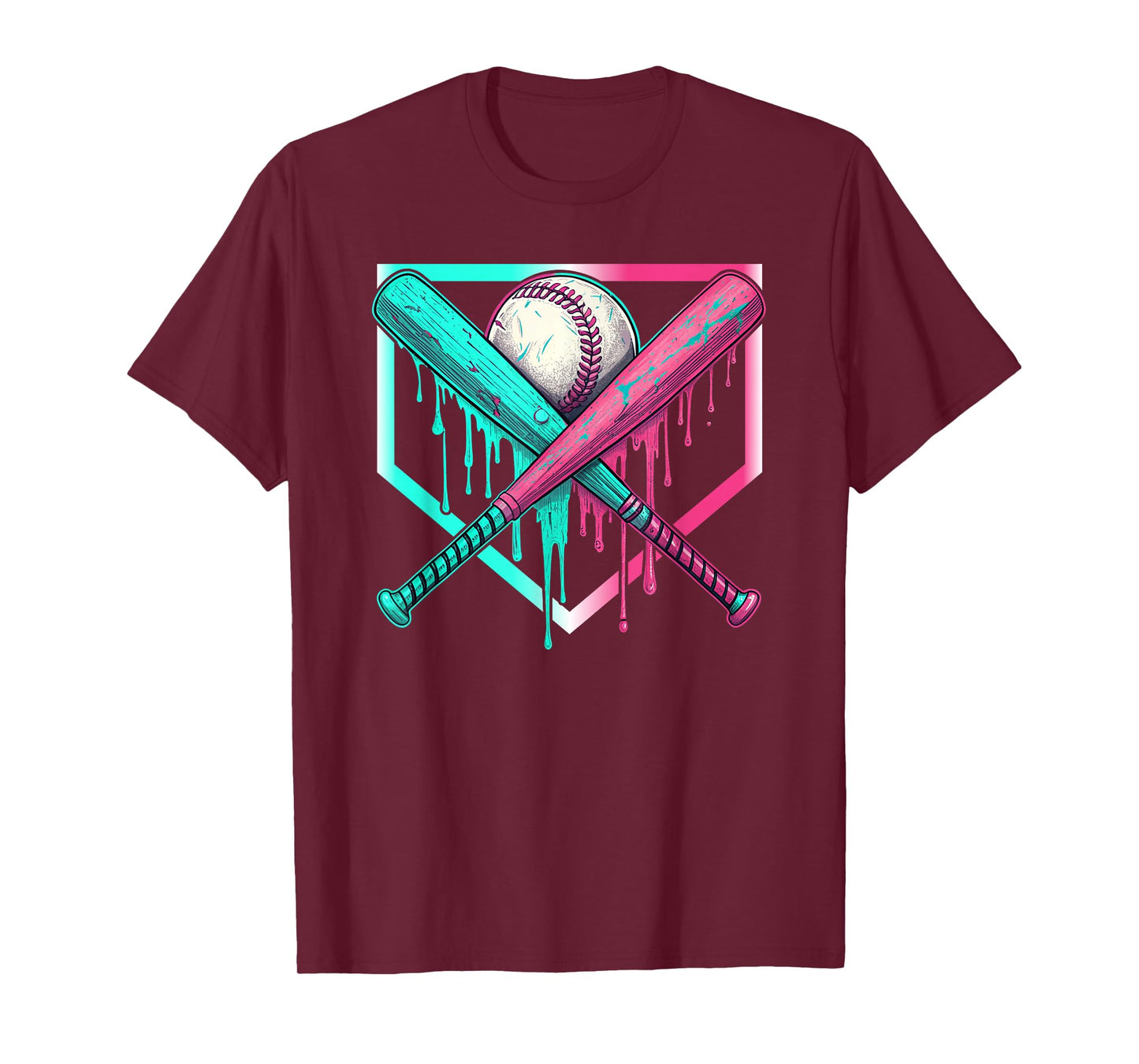 Baseball Drip Home Plate Boys Ice Cream Dripping Lifestyle T-Shirt