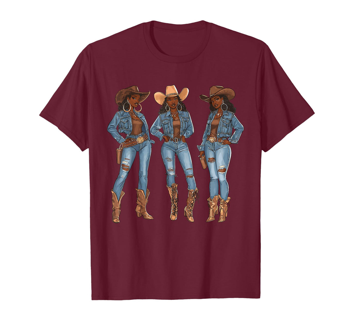 Black African American Cowgirl Western Country Texas Rodeo T-Shirt
