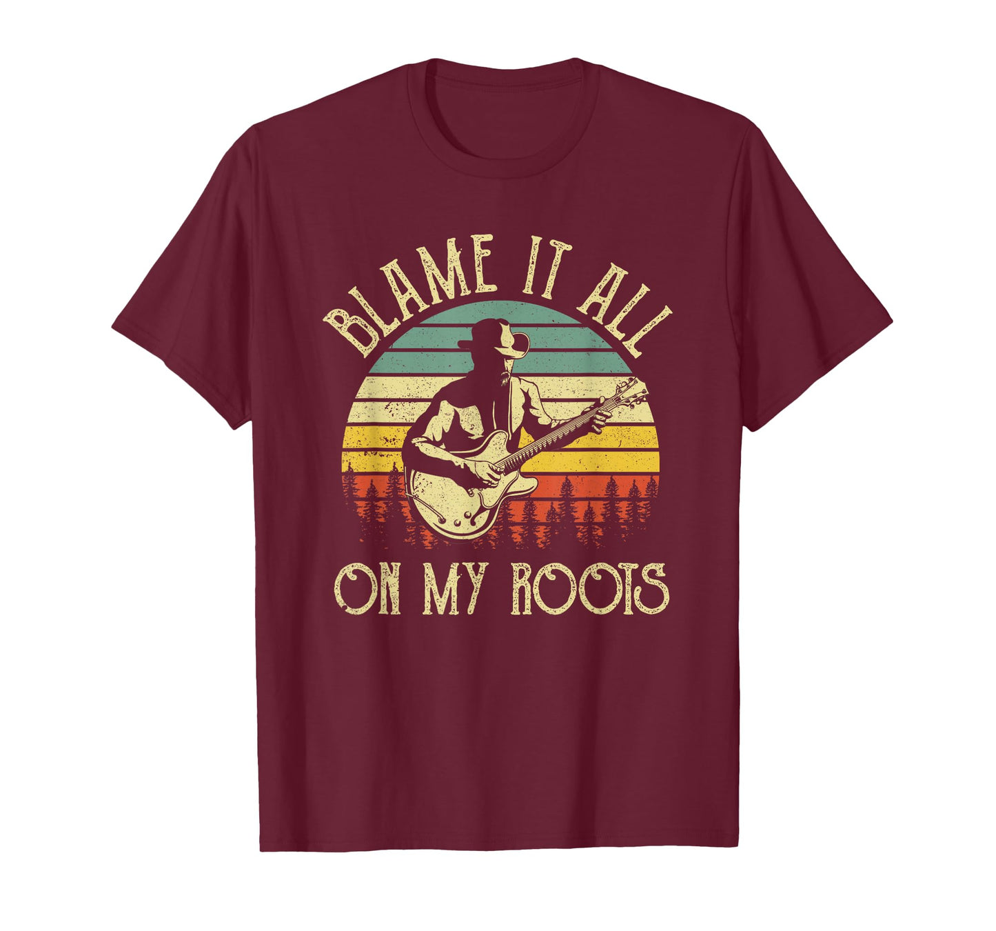 Vintage Cowboy Hat Guitar Blame It All On My Roots T-Shirt