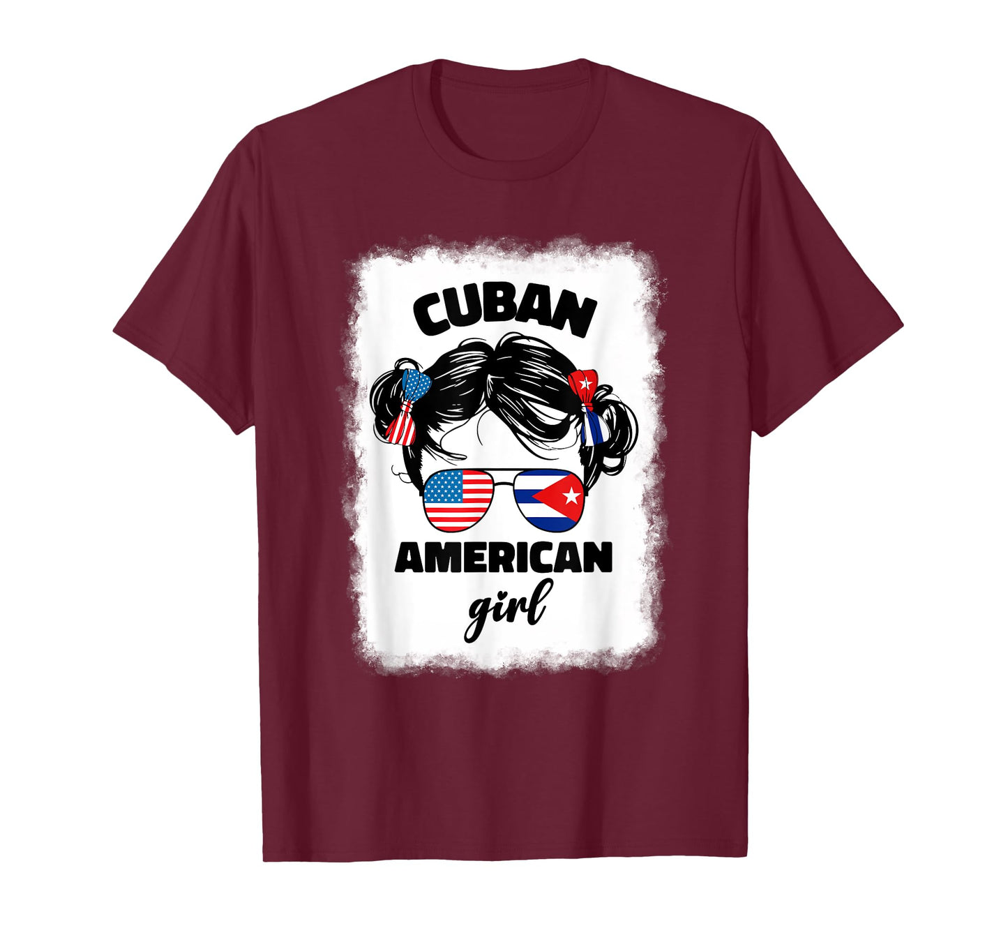 Half Cuban And American America Cuba Usa Flag Kids Girl Cute T-Shirt