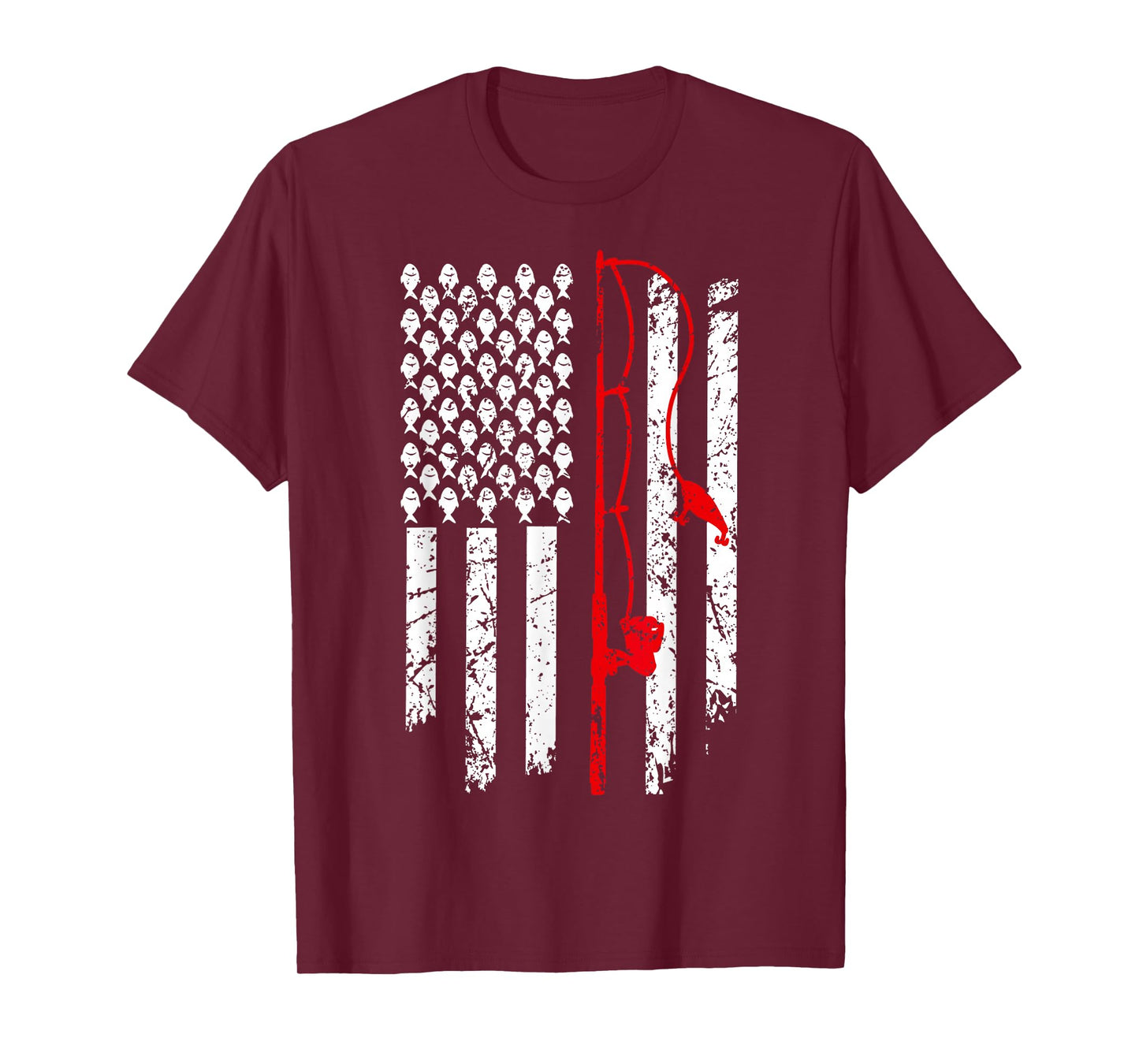 Fishing American Flag Husband Son Grandson Funny Fisherman T-Shirt