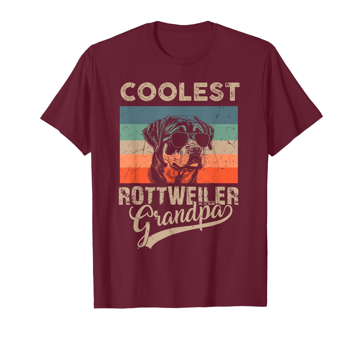 Coolest Rottweiler Grandpa Men Gifts Funny Dog Grandpa Retro T-Shirt