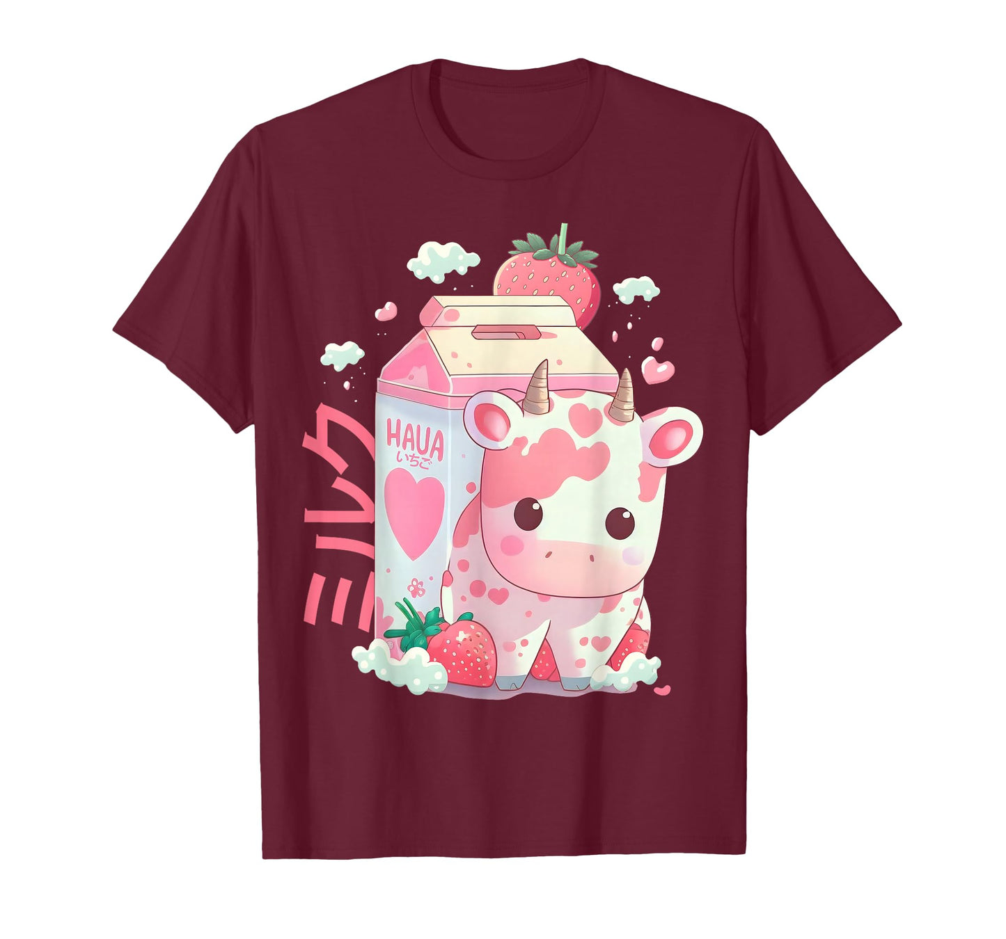 Strawberry Milk Milkshake Cow Carton Cute Kawaii Japanese T-Shirt